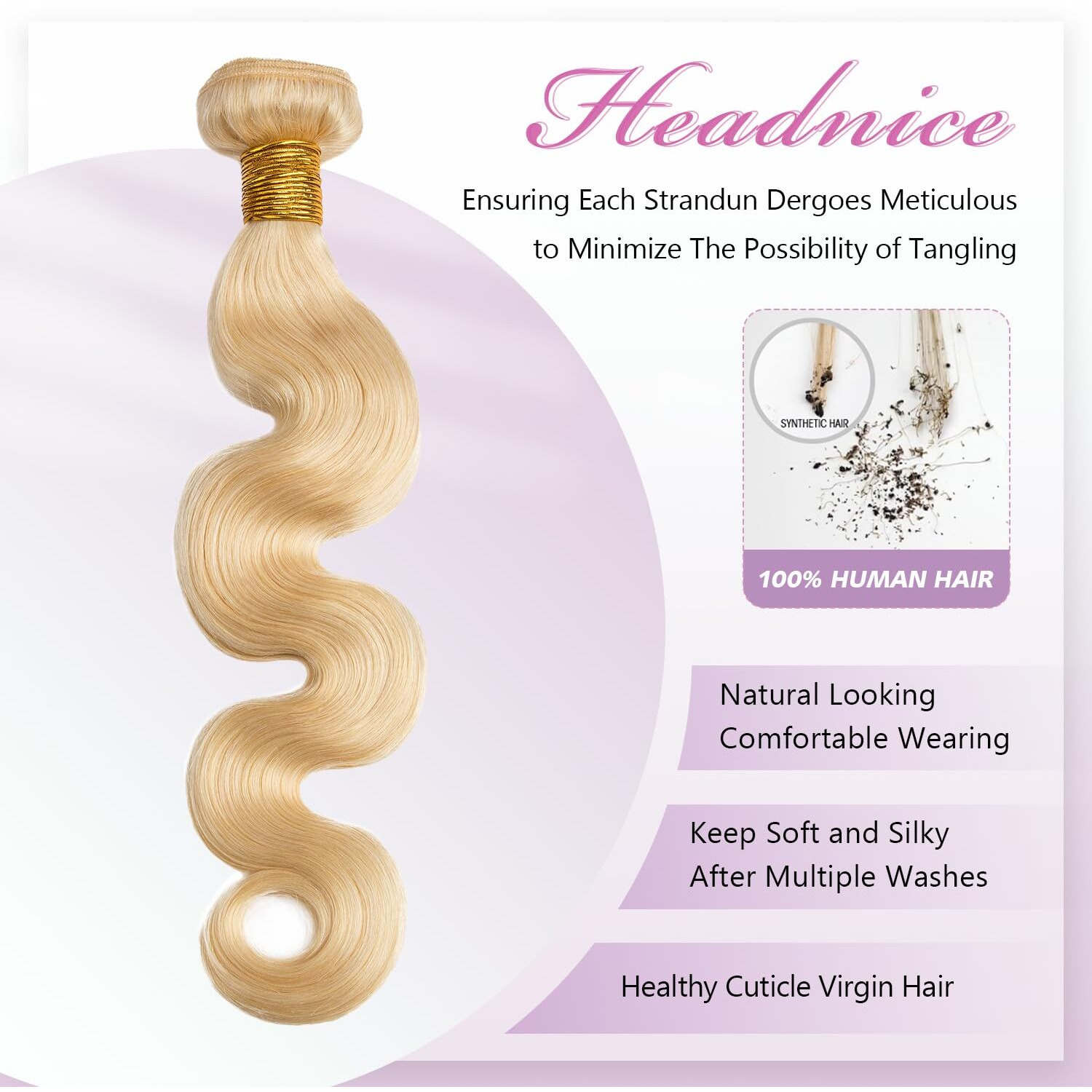 613 Blonde Bundles Human Hair Body Wave Single Bundle 14 Inch 12A Grade 100% Unprocessed Human Hair Brazilian Virgin Hair Weave 613 Body Wave Bundles Machine Double Weft 100G