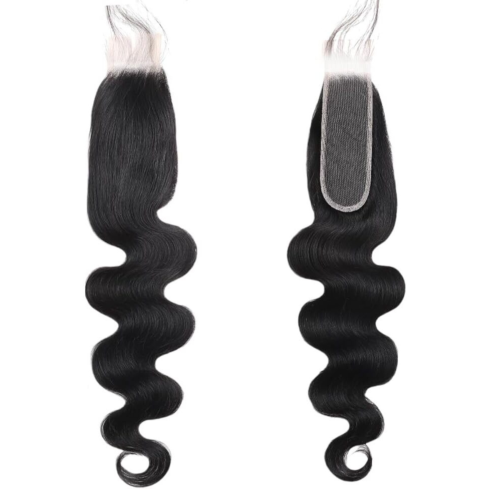 2X6 Lace Closure Body Wave Hd Lace Closure Pre Plucked 100% Brazilian Virgin Human Hair Extensions For Black Women With Baby Hair Free Part Natural Color 8 Inch