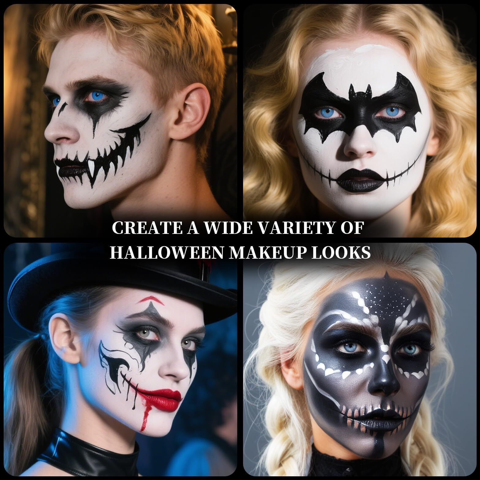 Ybuete Black Face Body Painting Stick, Full-Coverage Cream Eye Black Stick, Professional Washable Face Paint For Halloween Sfx Skeleton Vampire Joker Zombie Goth Cosplay Makeup For Adult Cosplay Party
