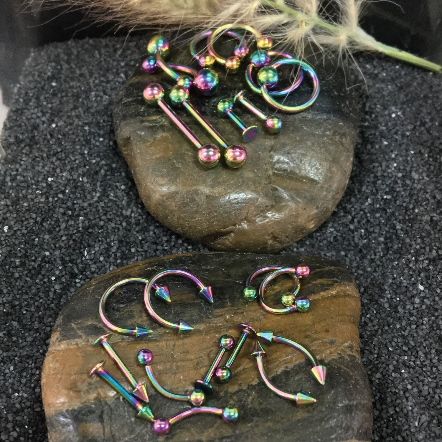 Bodyj4You 36Pc Pro Body Piercing Kit - Nose Septum Ear Cartilage Lip Belly Navel Tragus Eyebrow - Rainbow Steel 14G 16G Bcr Cbr Ring Barbell Spike - Tools Needles Gloves Clamps