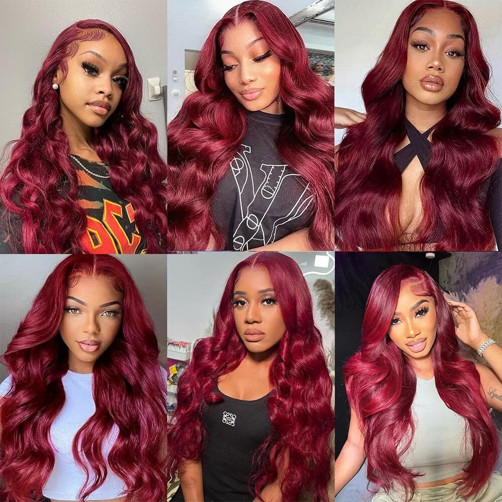 Burgundy Bundles 16 18 20 Inch 99J Body Wave Human Hair 3 Bundles 8A Brazilian Virgin Hair Extensions Wine Red Bundles Human Hair Extensions