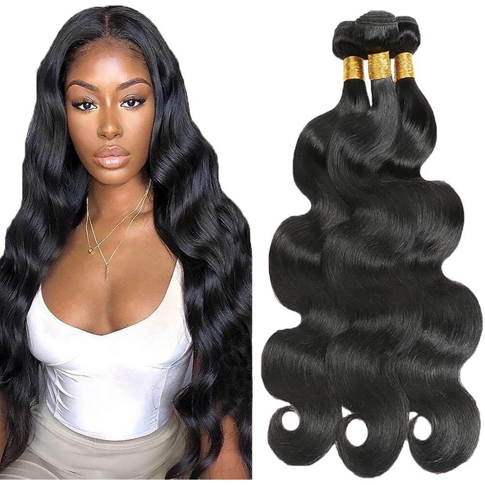 18 20 22 Inch Human Hair Bundles Body Wave Bundles Human Hair Unprocessed Brazilian Hair Bundles Virgin Remy Hair Natural Black Extension