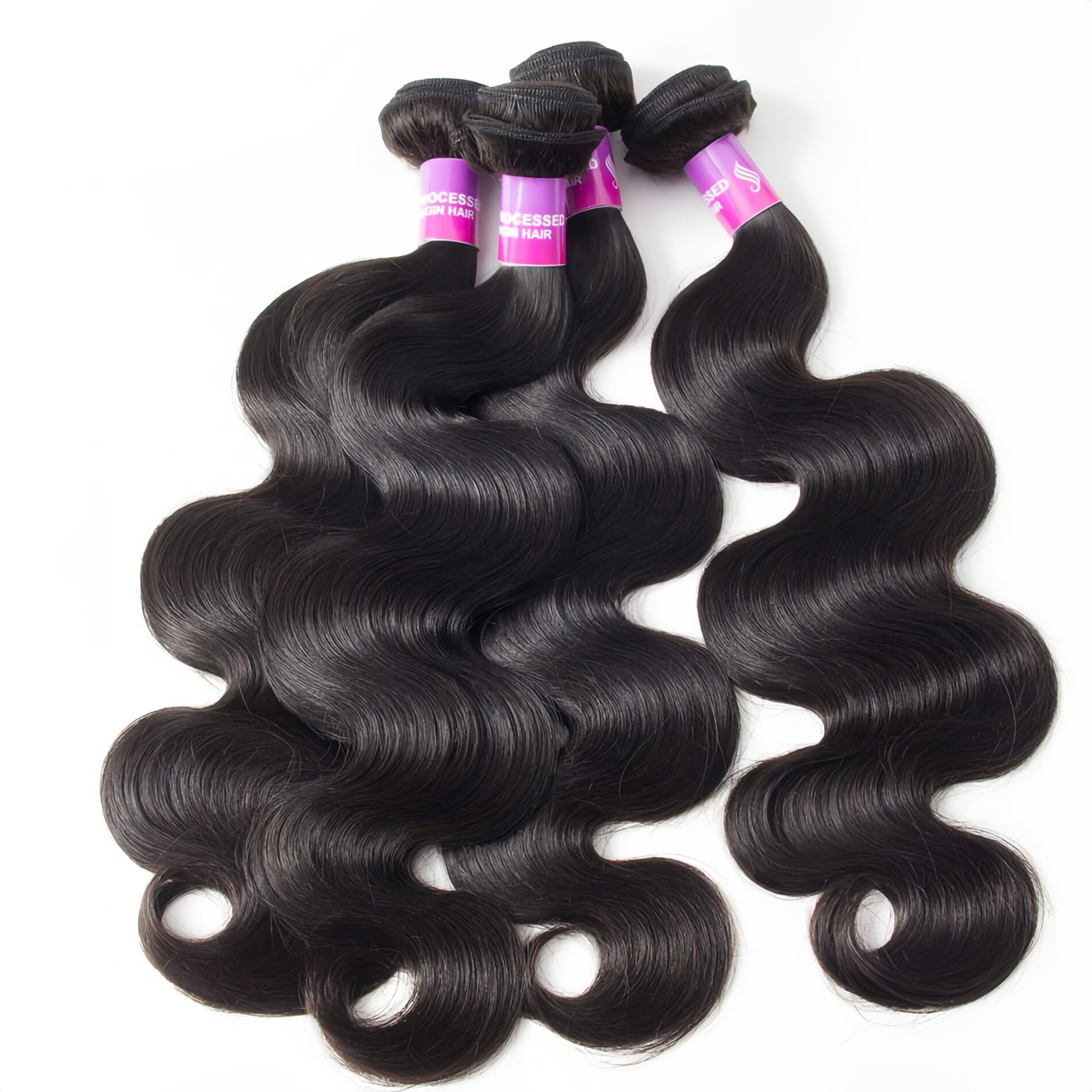 12A Human Hair Bundles 400G Body Wave Bundles Human Hair Extensions 16 18 20 22 Inch Brazilian Virgin Body Wave 4 Pieces Deals Unprocessed Brazilian Quick Weave Extensions Natural Black