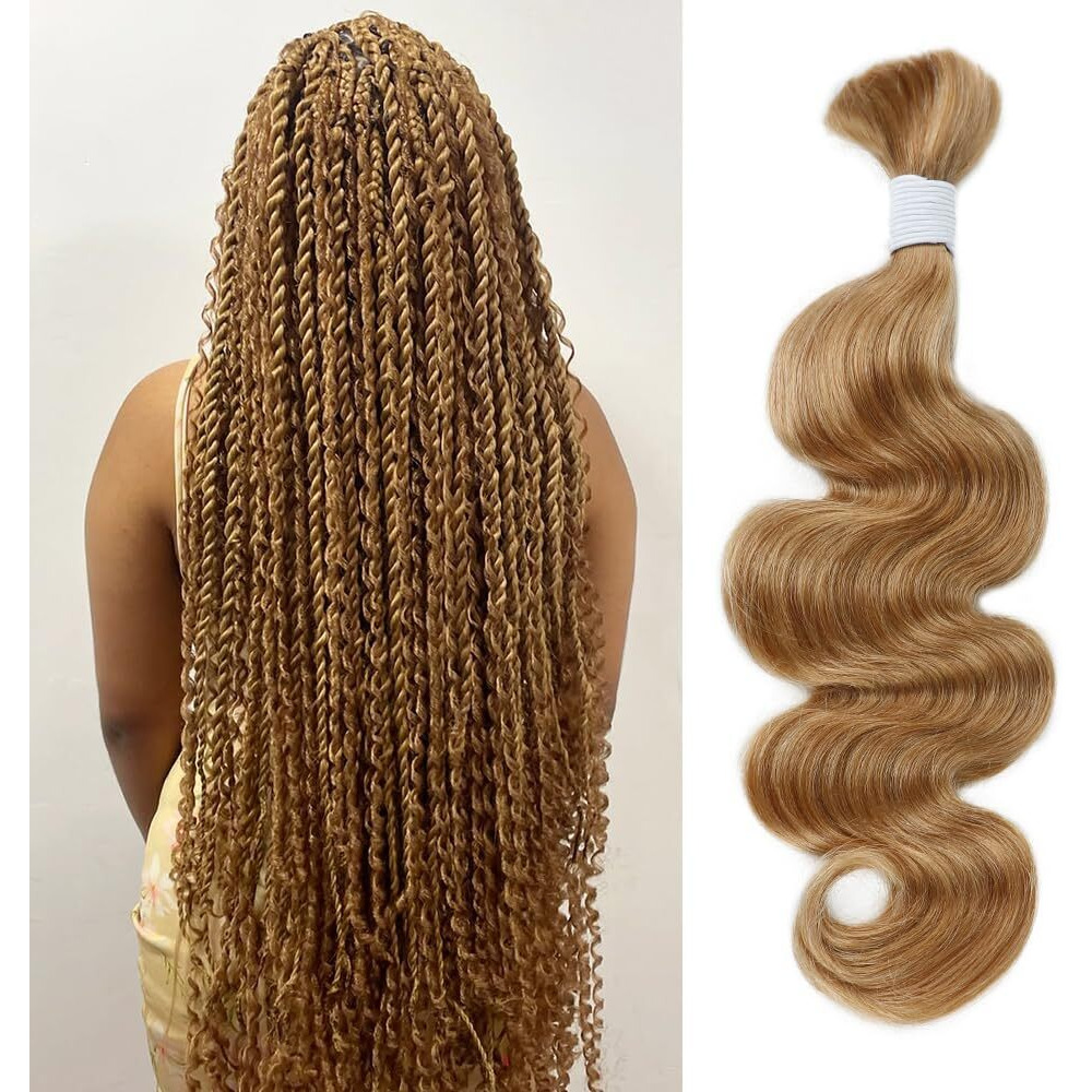 Goulus Body Wave Bulk Human Hair For Braiding 27 Honey Blonde Boho Braids Human Hair Brading Hair Extensions 100G One Bundle Wet And Wavy Human Braiding Hair For Boho Braids(22Inch, Honey Blonde)