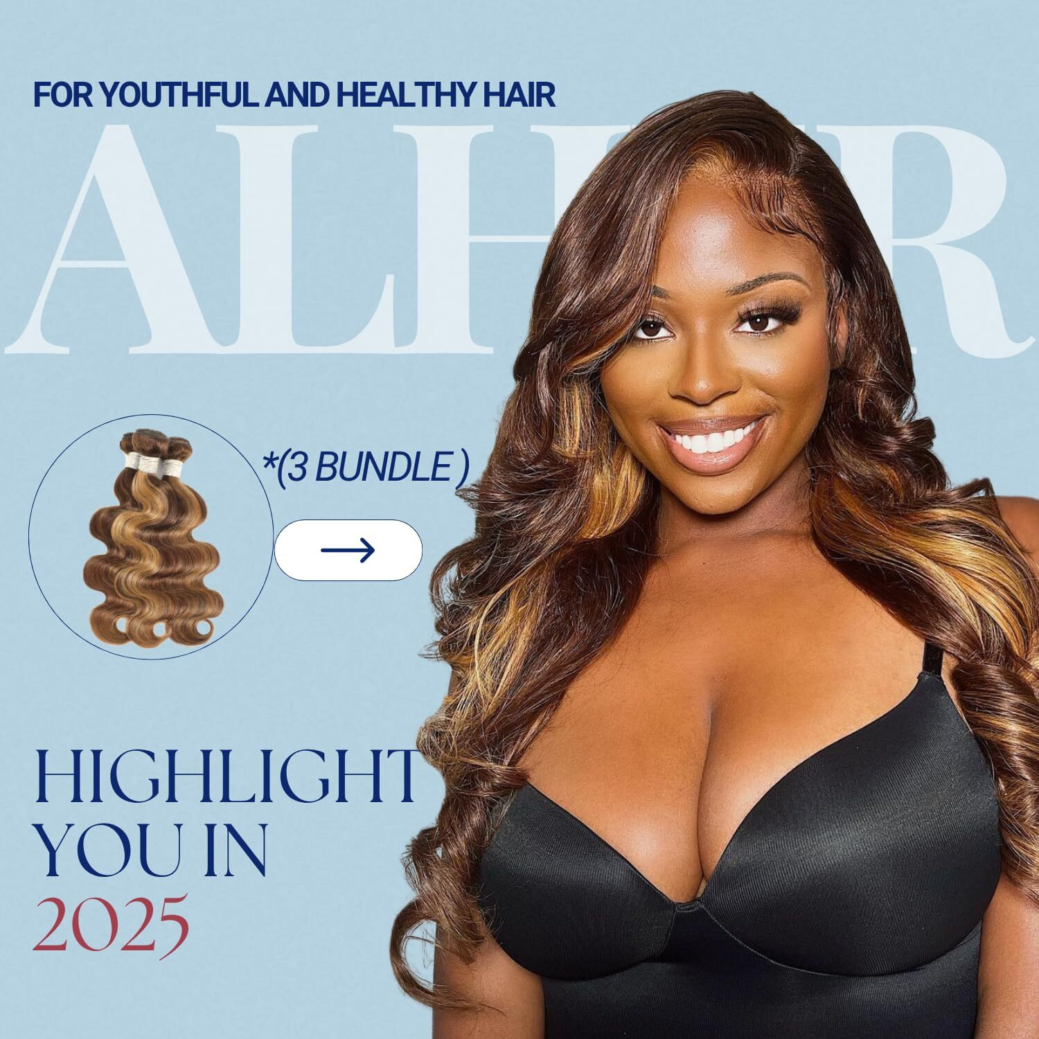 Alher Honey Blonde Highlight Bundles With 2X6 Lace Closure 18 20 22+18 Inch Long Deep Part, Body Wave 4/27 Highlight Ombre Brown Colored Bundles With 2X6 Kim K Lace Closure, 100% Remy Human Hair Weft