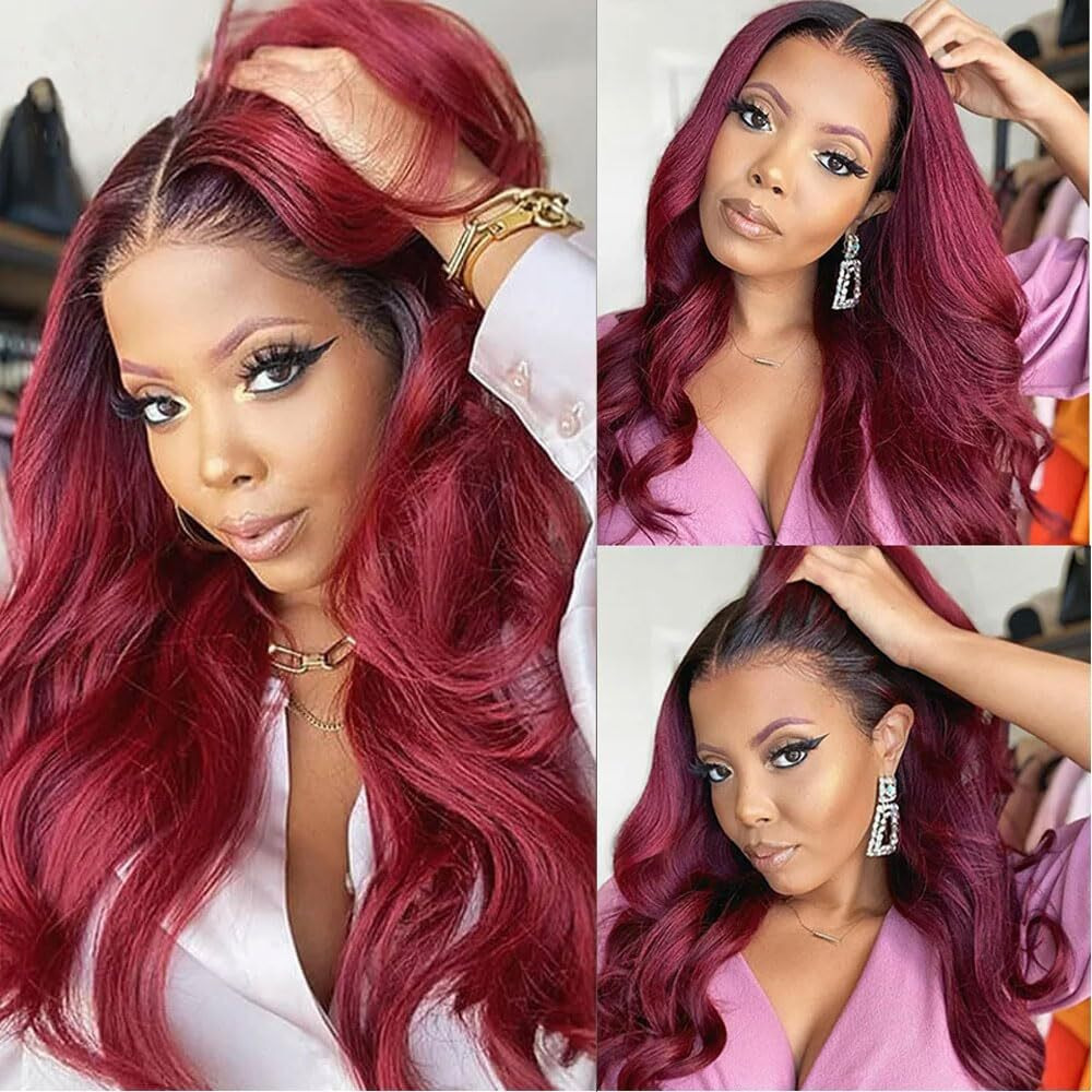 20 22 24 Inch Red Bundle Burgundy Body Wave Human Hair Bundles Peruvian Unprocessed Virgin Ombre Body Wave Bundles Human Hair Ombre Burgundy Bundle