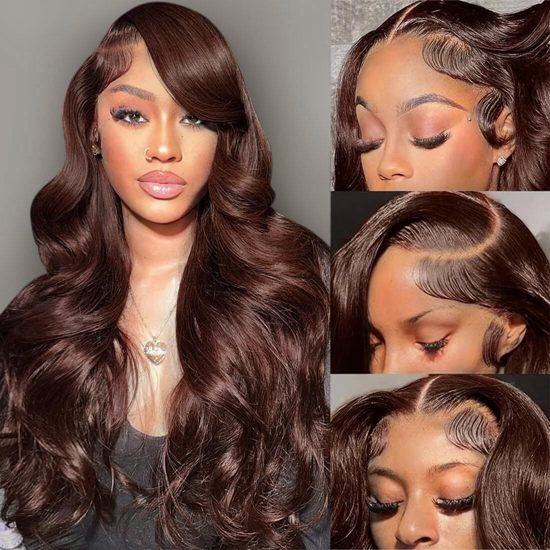 Gofward 36 Inch Chocolate Brown Lace Front Wig Human Hair 200% Density 13X6 Body Wave Lace Front Wigs Human Hair Hd Transparent Glueless Wig Pre Plucked With Baby Hair 4 Brown Wig For Women