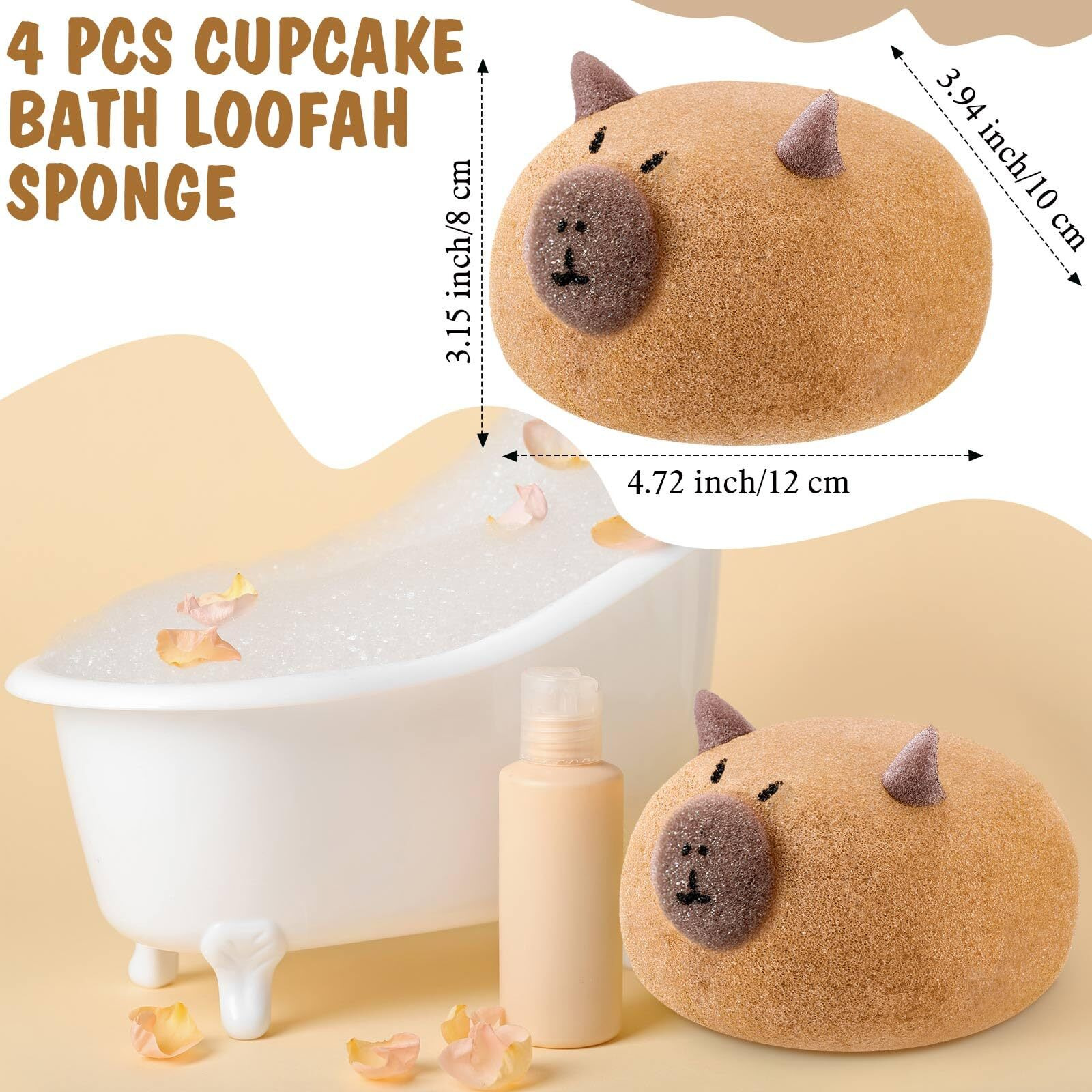 Reallnaive 4 Pcs Capybara Bath Loofah Sponge Cartoon Body Scrubber Loofah Soft Mesh Exfoliating Bath Scrubber Shower Ball For Shower Sponge Gifts Exchange Birthday Party