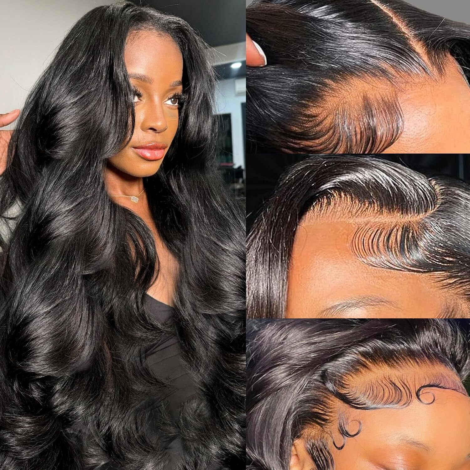 Beliana 5X5 Closure Wigs Human Hair Body Wave 5X5 Hd Transparent Lace Closure Wigs For Women 180 Density Glueless Lace Front Wig Pre Plucked Realistic Looking Black Color 36 Inch