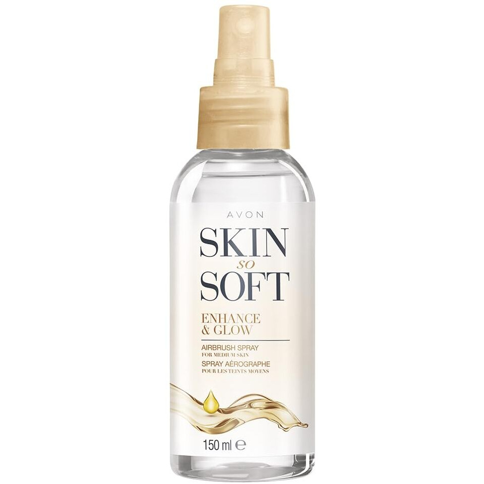 Avon Skin So Soft Enhance & Glow Airbrush Tanning Spray, 150Ml, Sun-Kissed Glow, Quick Drying