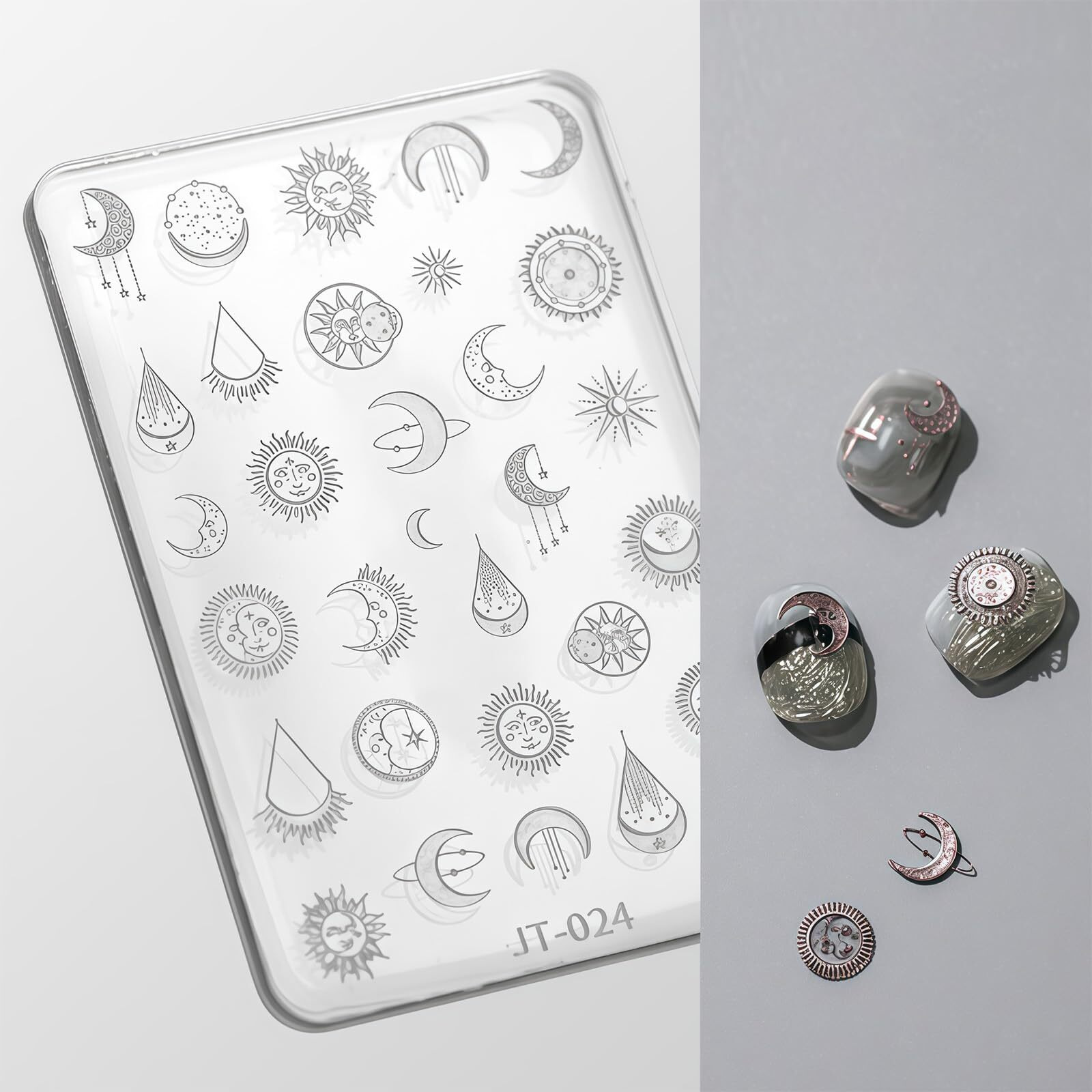 Nail Art Silicone Template, Sun And Moon Nail Decoration Silicone 3D Nail Art Carving Templates For Precise Embossed Pattern, Nail Tools Nail Charms For Acrylic Nail Diy Craft