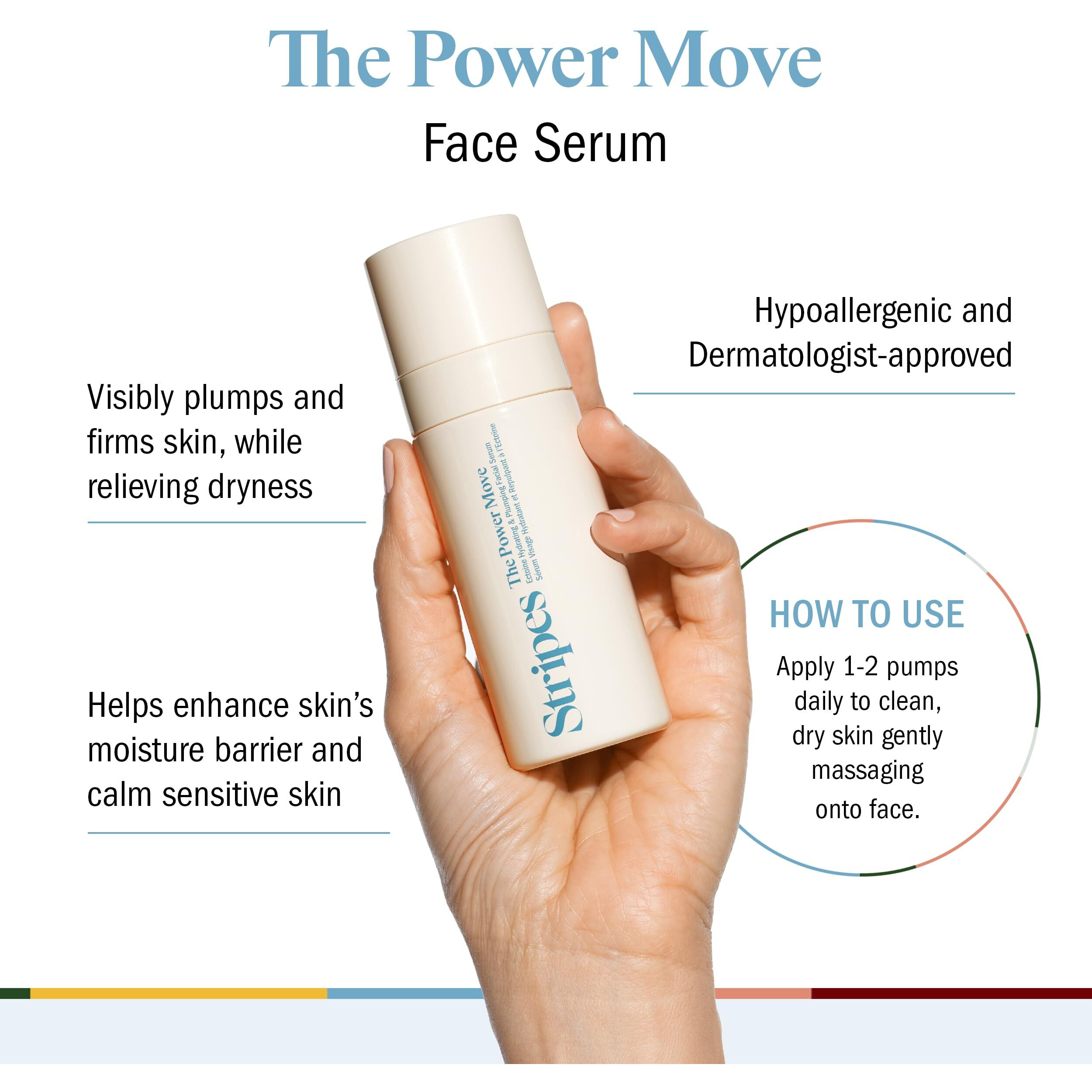 Stripes Beauty Naomi Watts The Power Move Hydrating Facial Serum Firm Smooth Fine Lines And Wrinkles Squalene Hyaluronic Acid Safe Sensitive Skin Menopause Support 1.0 Fl Oz