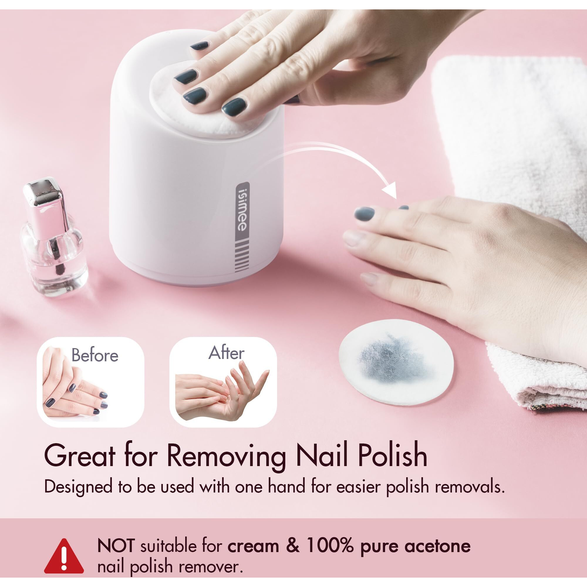 Isimee Automatic Makeup Remover Dispenser, Electric Micellar Water And Smart Nail Polish Remover, 6.8Oz Type-C Charger, 4 Months Battery Life For Liquid Oil Facial Toner