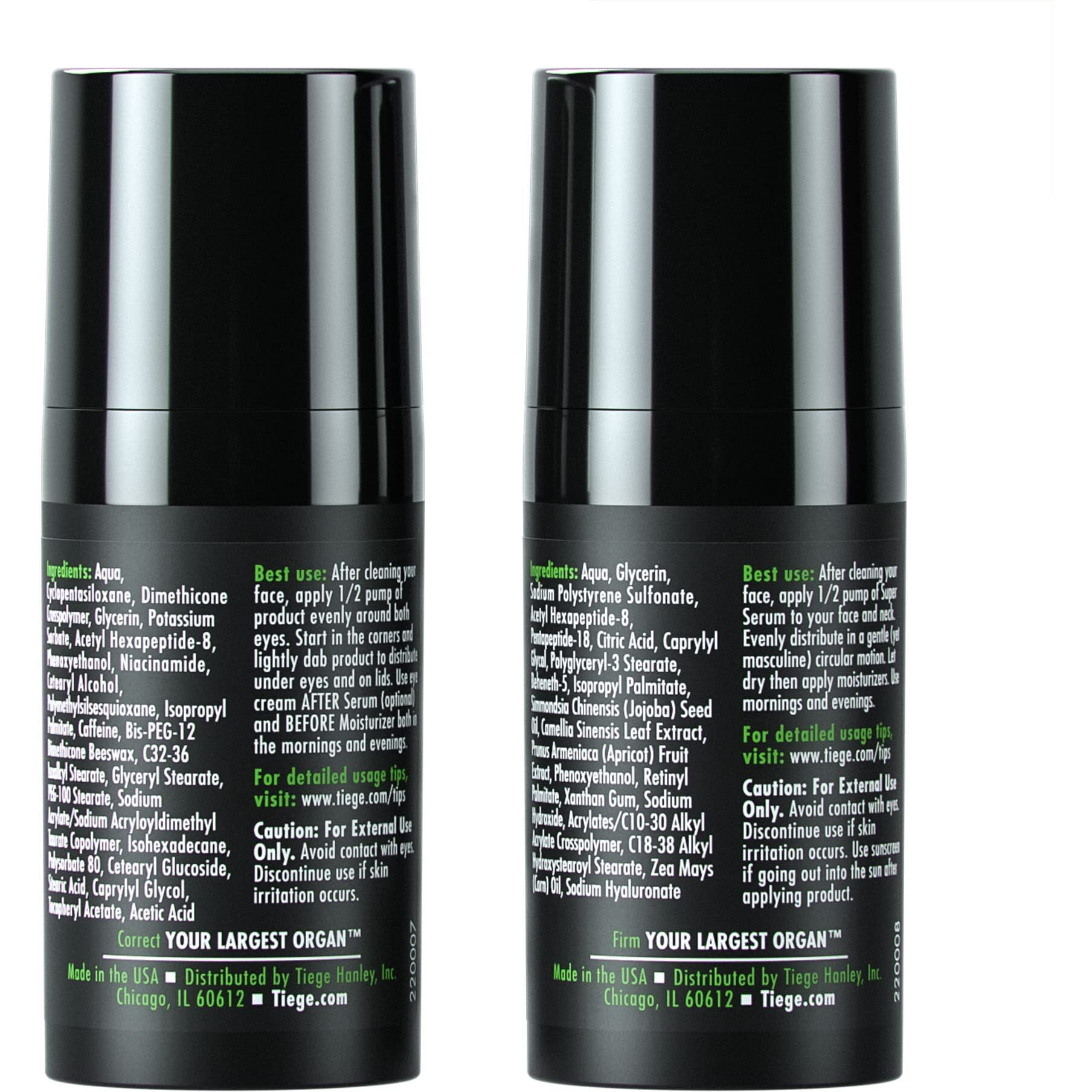 Tiege Hanley Morning And Night Facial Firming Serum (Super Serum) And Eye Cream (Eyes) For Men | Anti-Aging Pack | Sodium Hyaluronate And Retinyl Palmitate For Tighter, Smoother Skin | Caffeine To Fight Dark Circles | 0.5 Ounces Each