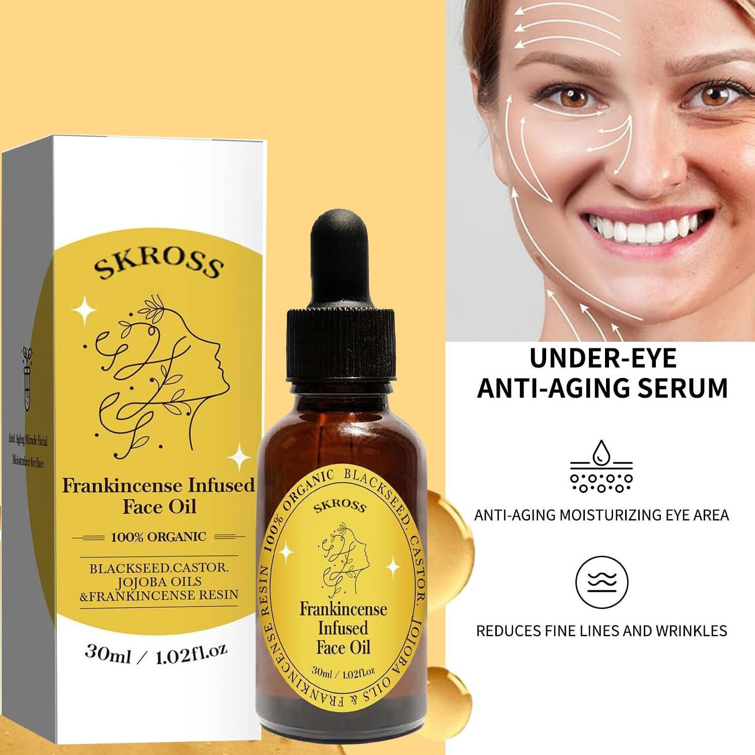 2Pcs Frankincense Resin Oil, Frankincense Infused Face Oil, Infused With Organic Black Seed, Castor, And Jojoba Oil, Facial Moisturizing Anti-Aging Serum