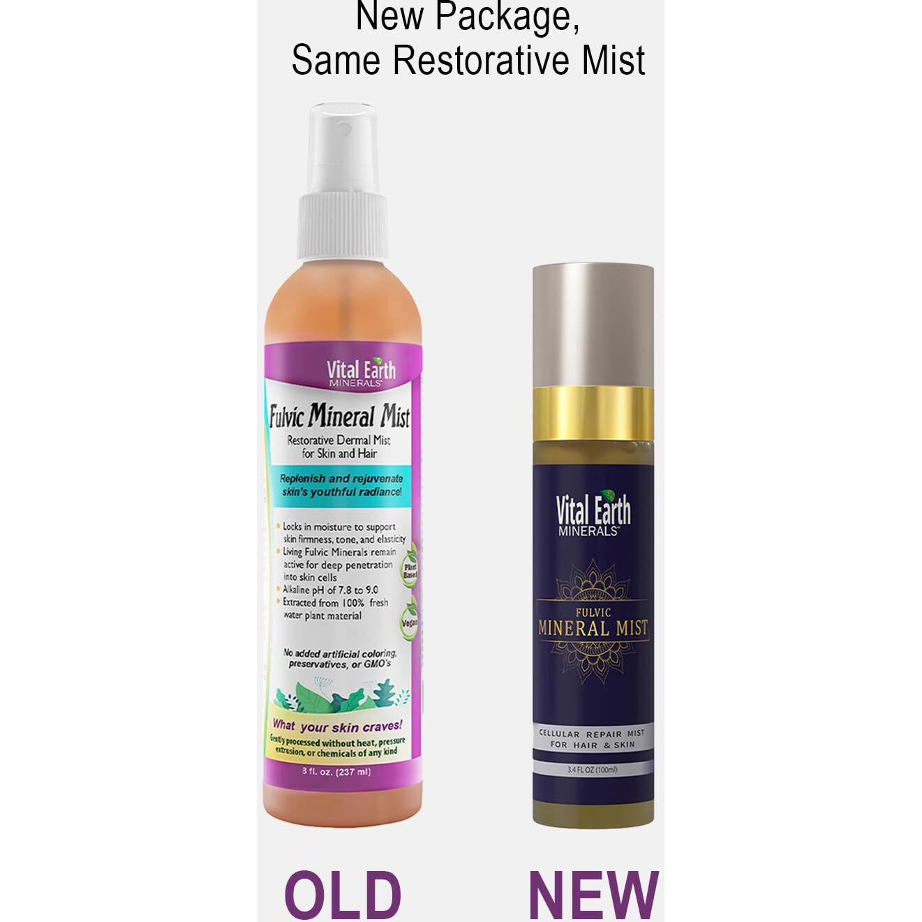 Vital Earth Fulvic Mineral Facial Mist, Travel-Friendly - Anti-Aging Face & Hair Spray For Cellular Renewal & Hydration, 3.4 Oz