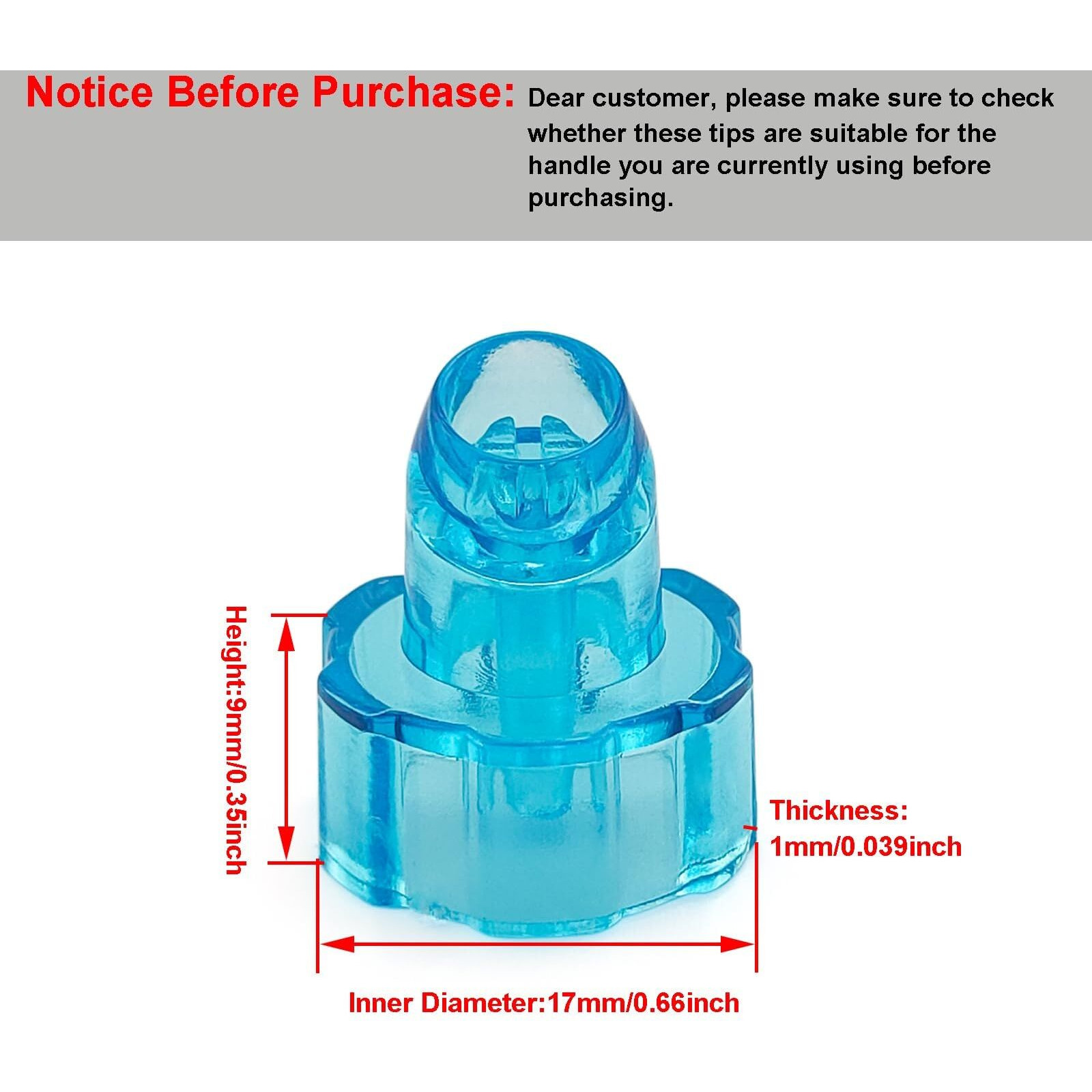 Elitzia Plastic Hydro Dermabrasion Microderma Heads Hydro Facial Aqua Peel Tips Water Peeling Caps Facial Care Skin Cleaning Tool Beauty Machine Replacement Spare Parts 8Pcs Per Set (Capri Blue)