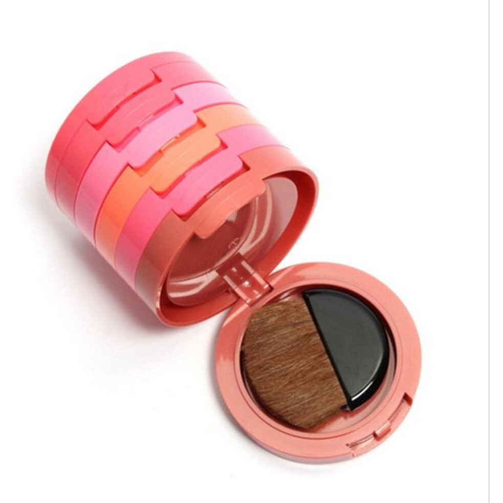 Meao Multi-Layer 5 Colors Blusher Compact Powder Makeup - Facial Base Foundation Pressed Powder Cheek Cosmetics With Brush - Pro Face Sheer Matte Mineral Blush Contouring Kit Base Pallet Palette