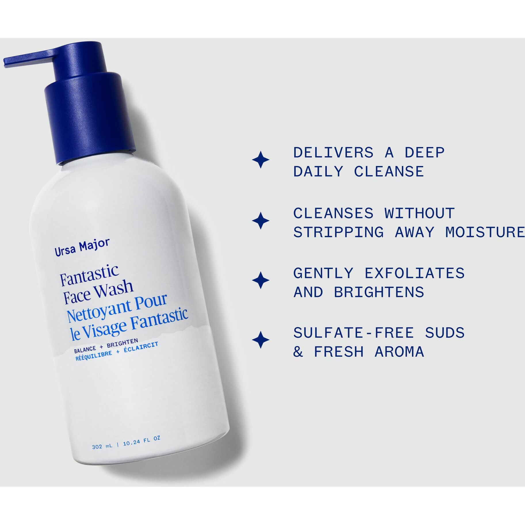 Ursa Major Fantastic Face Wash | Natural, Vegan & Cruelty Free | Daily Foaming Facial Cleanser For Men & Women | 10.24 Oz