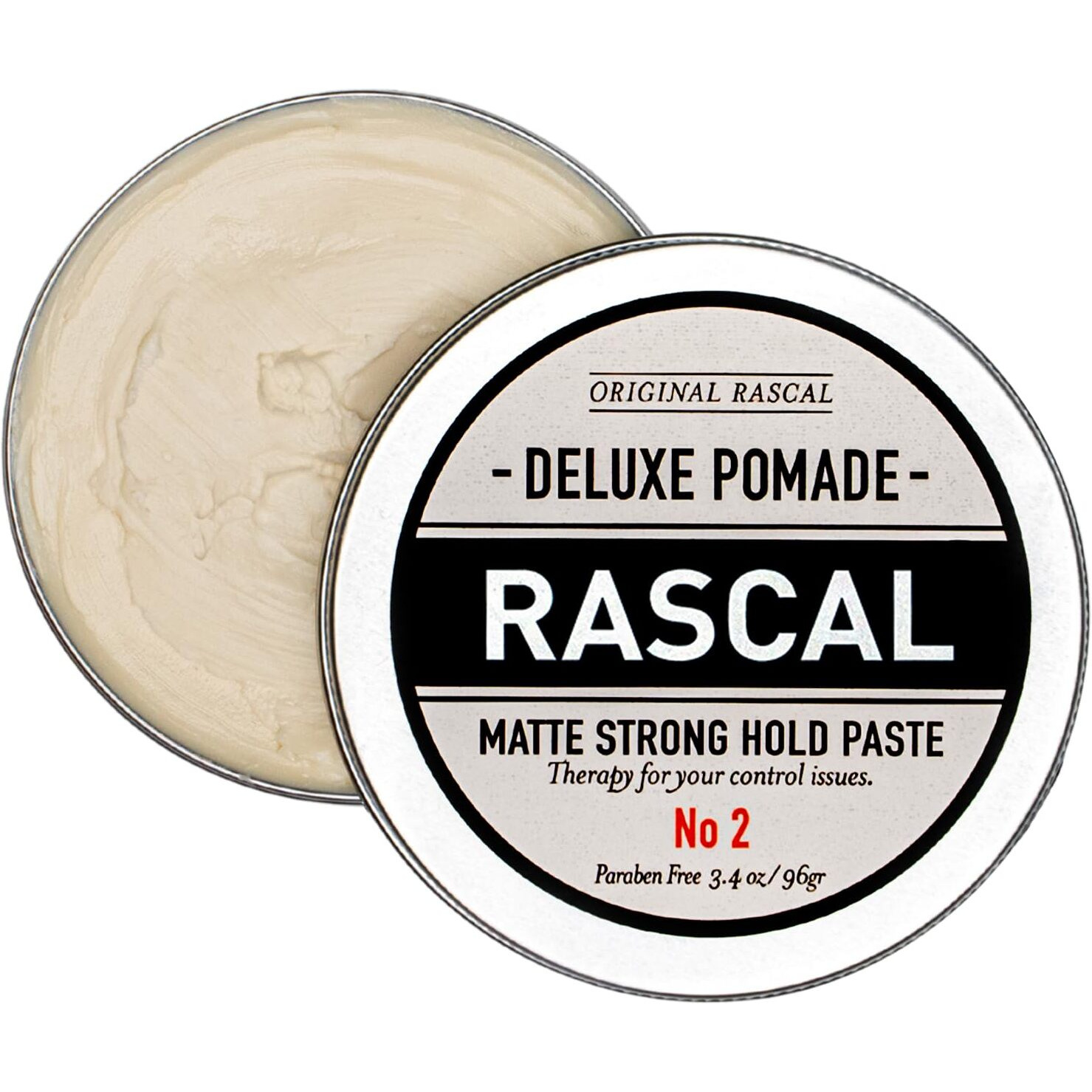 Original Rascal Deluxe Pomade For Men 2 - Matte Hair Paste With Strong Hold & Light Shine - Men's Styling Solutions Products For All Hair Types - Natural Infused With Beeswax & Lanolin Wax