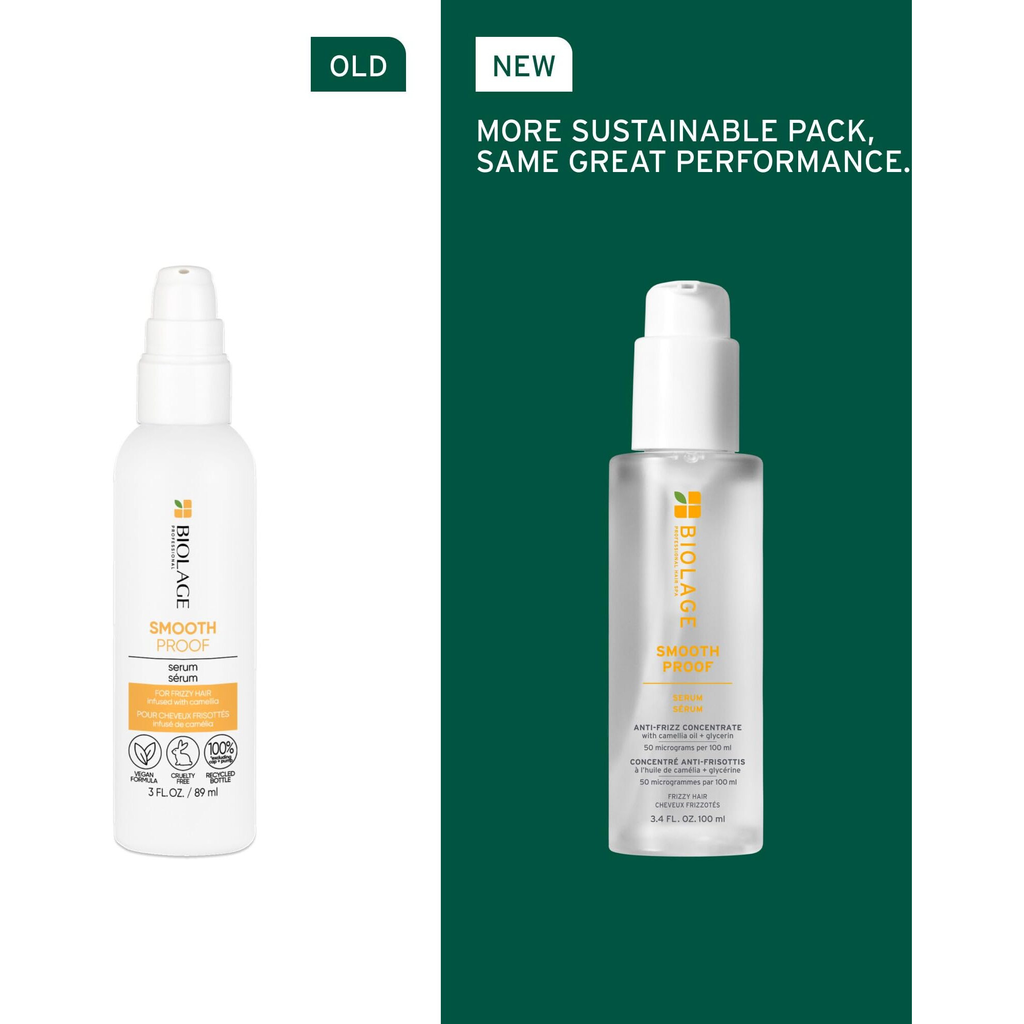 Biolage Smooth Proof Serum - Hydrates & Heals Brittle Strands, Frizz Control Hair Serum, For Frizzy Hair, With Micro-Dosed Camellia Oil & Glycerin, 3.4 Fl Oz, Packaging May Vary