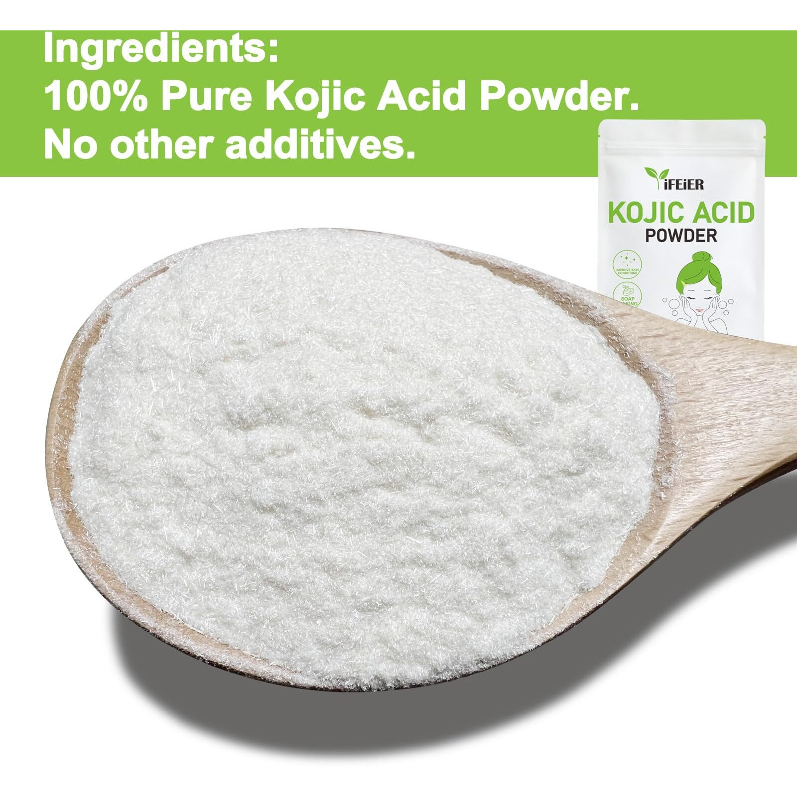 Ifeier Pure Kojic Acid Powder 240G(8.47Oz) For Skincare Products And Homemade Cosmetics. Natural And Organic Bulk Packing Kojic Acid Dipalmitate Powder For Diy Lotions | Creams | Serums | Soaps