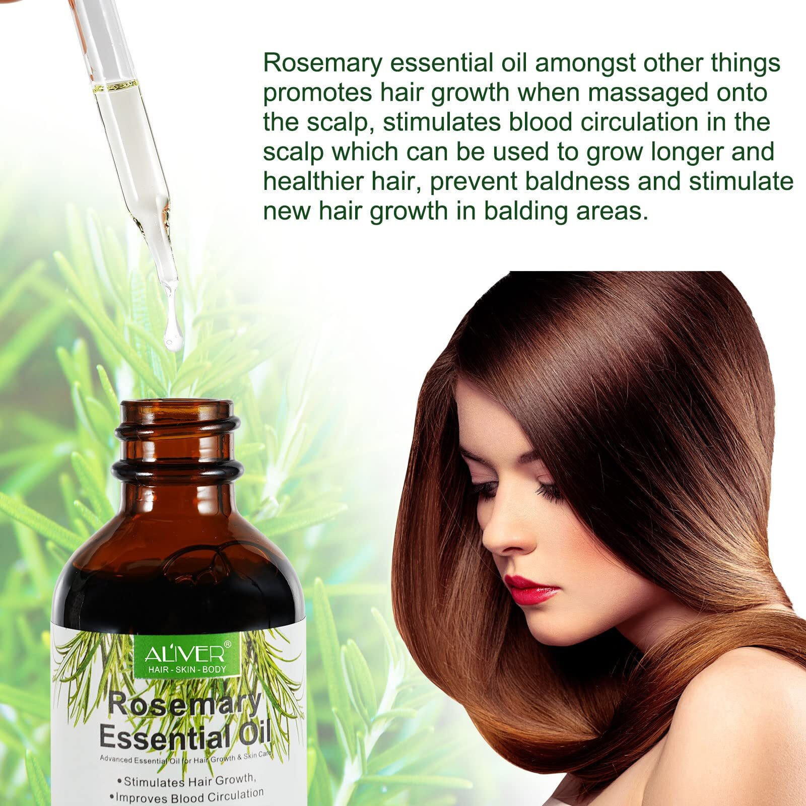 2 Pack Rosemary Oil For Hair Growth, Natural Essential Oil With Aromatic Experience, Organic Pure Rosemary Essential Oil For Beard Growth, Eyelash Care, Nourishes The Scalp, Skin Care