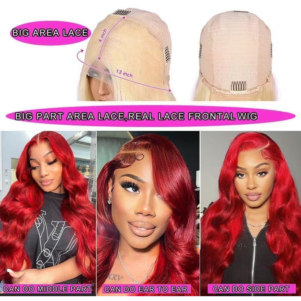 34 Inch Red Lace Front Wigs Human Hair Body Wave 13X4 Long Inch Red Hd Lace Front Wig Human Hair Wear And Go Glueless Hot Red Wigs Pre Plucked With Baby Hair Colored Hd Frontal Wigs For Black Women