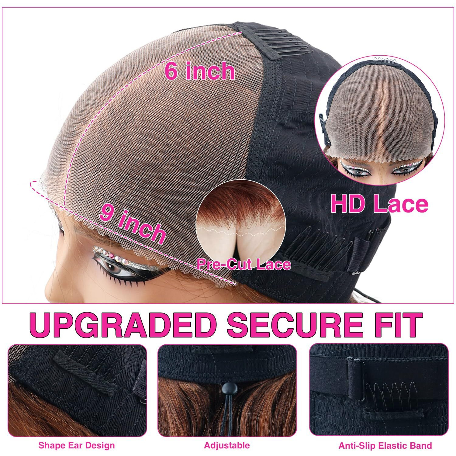 9X6 Glueless Wig Human Hair Chocolate Brown Hd Lace Front Wig With Drawstring For Women,250 Density Body Wave Glueless Wear And Go Wig,Like Skin Lace Natural Hairline&Baby Hair Beginner Friendly-34 In
