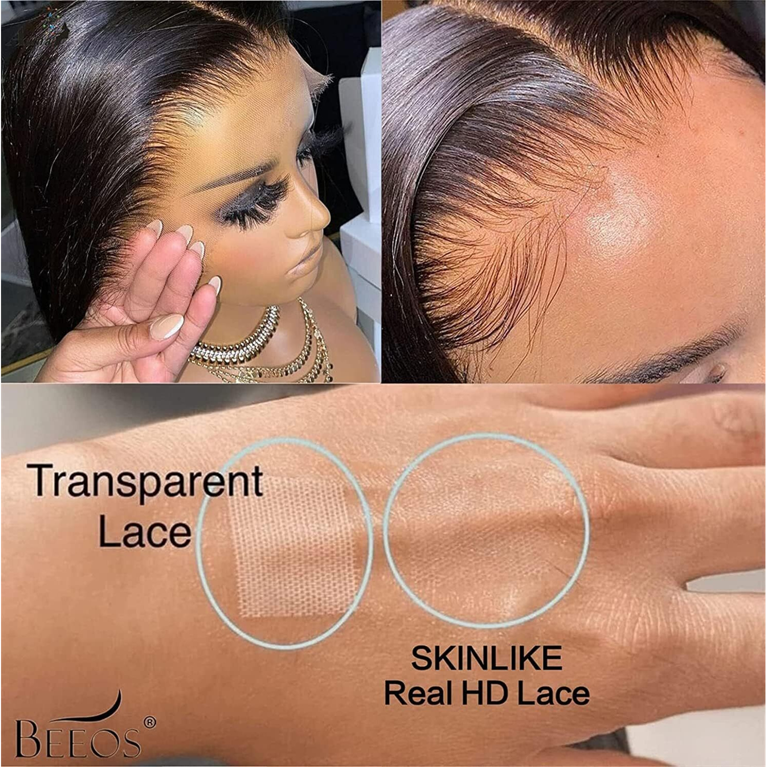 Beeos Hd Lace Wig 250% Density 13X4 Full Frontal Pre Plucked Human Hair Wigs Bleached Knots Body Wave Invisible Skinlike Real Hd Lace Wig 18 Inch