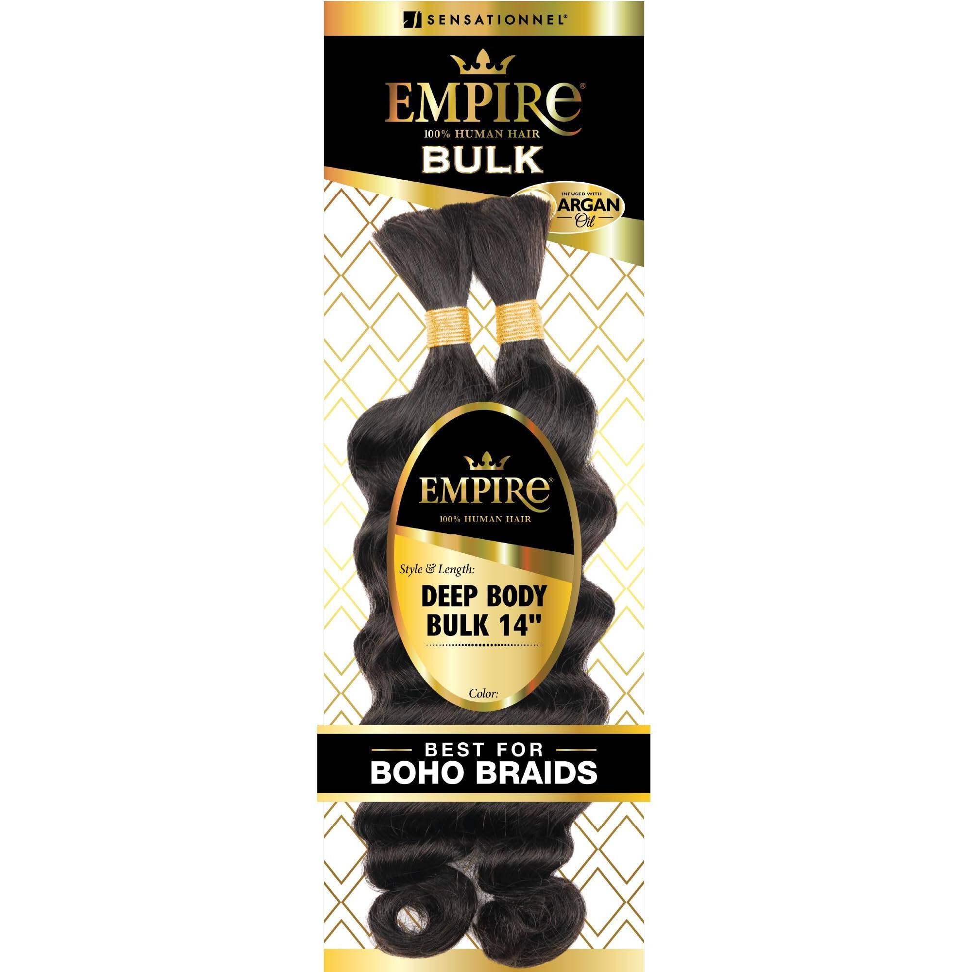 Sensationnel Empire Bulk Braiding - Deep Body Human Hair Braids For Knotless Boho Box Or Curly Loose Wave Styles - 1 Pack (14 Inch, Red)