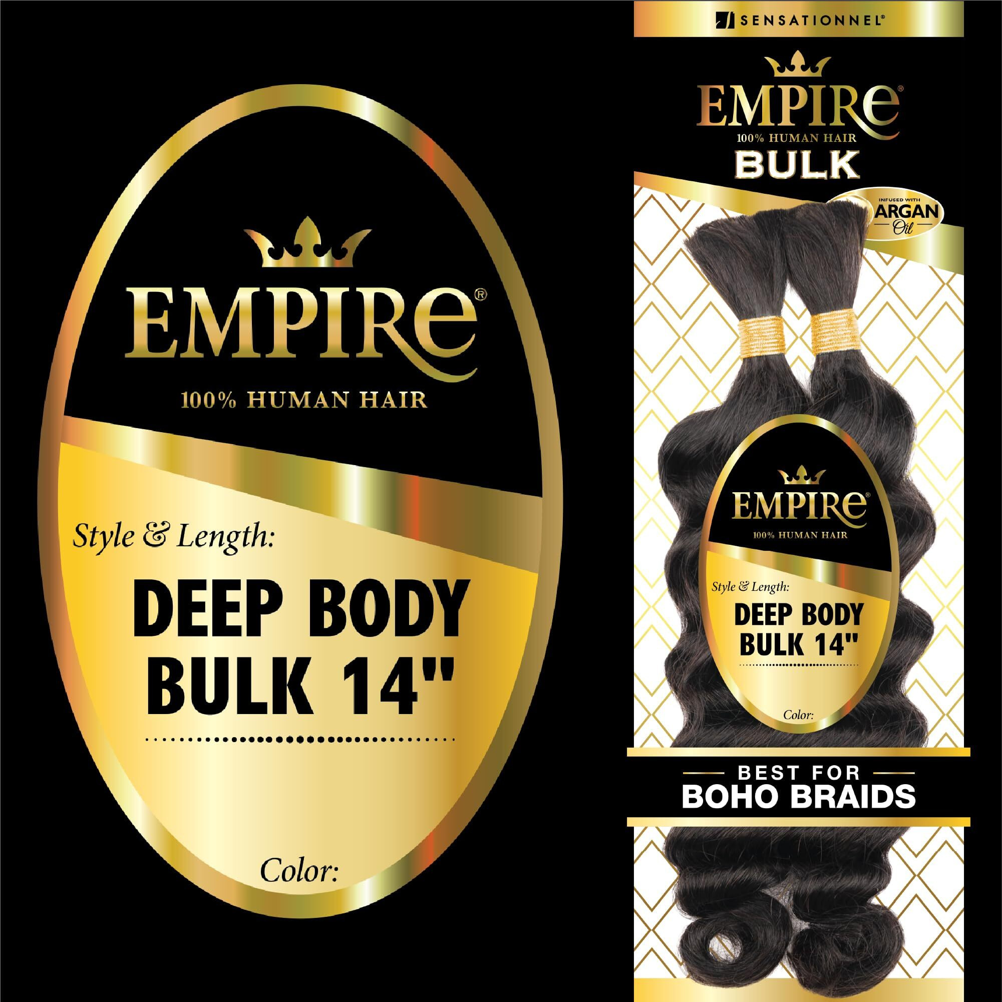 Sensationnel Empire Bulk Braiding - Deep Body Human Hair Braids For Knotless Boho Box Or Curly Loose Wave Styles - 1 Pack (14 Inch, Red)