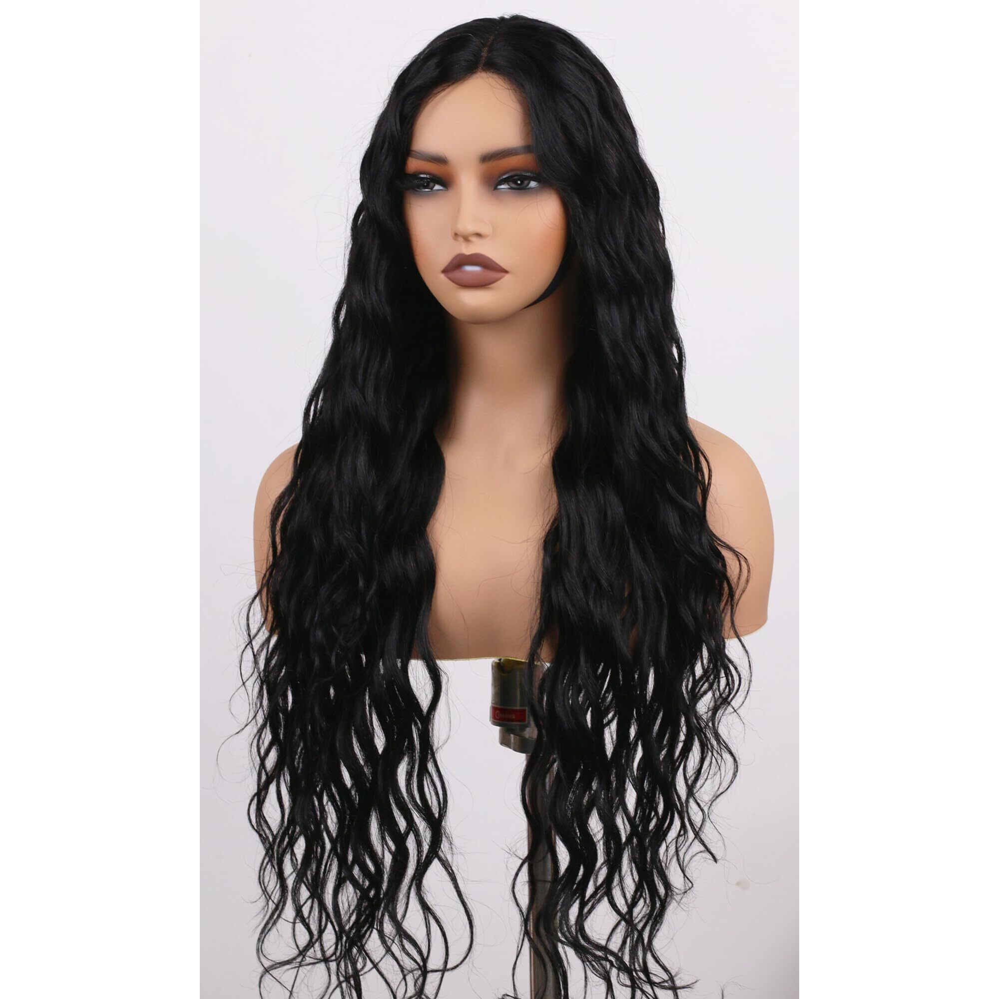 Manemajesty 34 Inch Body Wave Lace Front Wigs Human Hair Wear And Go Glueless Wigs Human Hair Pre Plucked Pre Cut T Part Hd Lace Front Wig 180% Density Natural Black Layered Wig