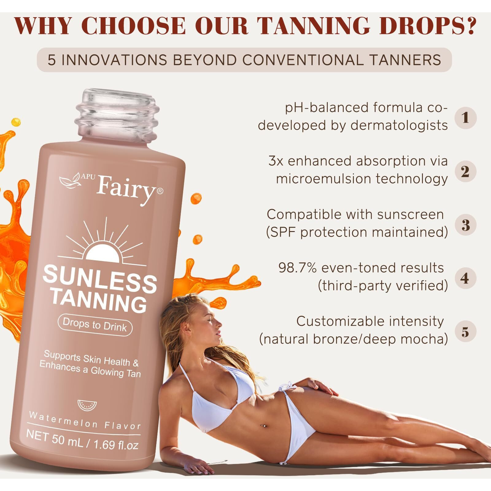 Tanning Drops To Drink - Sunless Tanning Drops To Drink - Bronze Tanning For Face And Body, Promotes Healthy Skin, Suitable For All Skin Types (2Pcs)