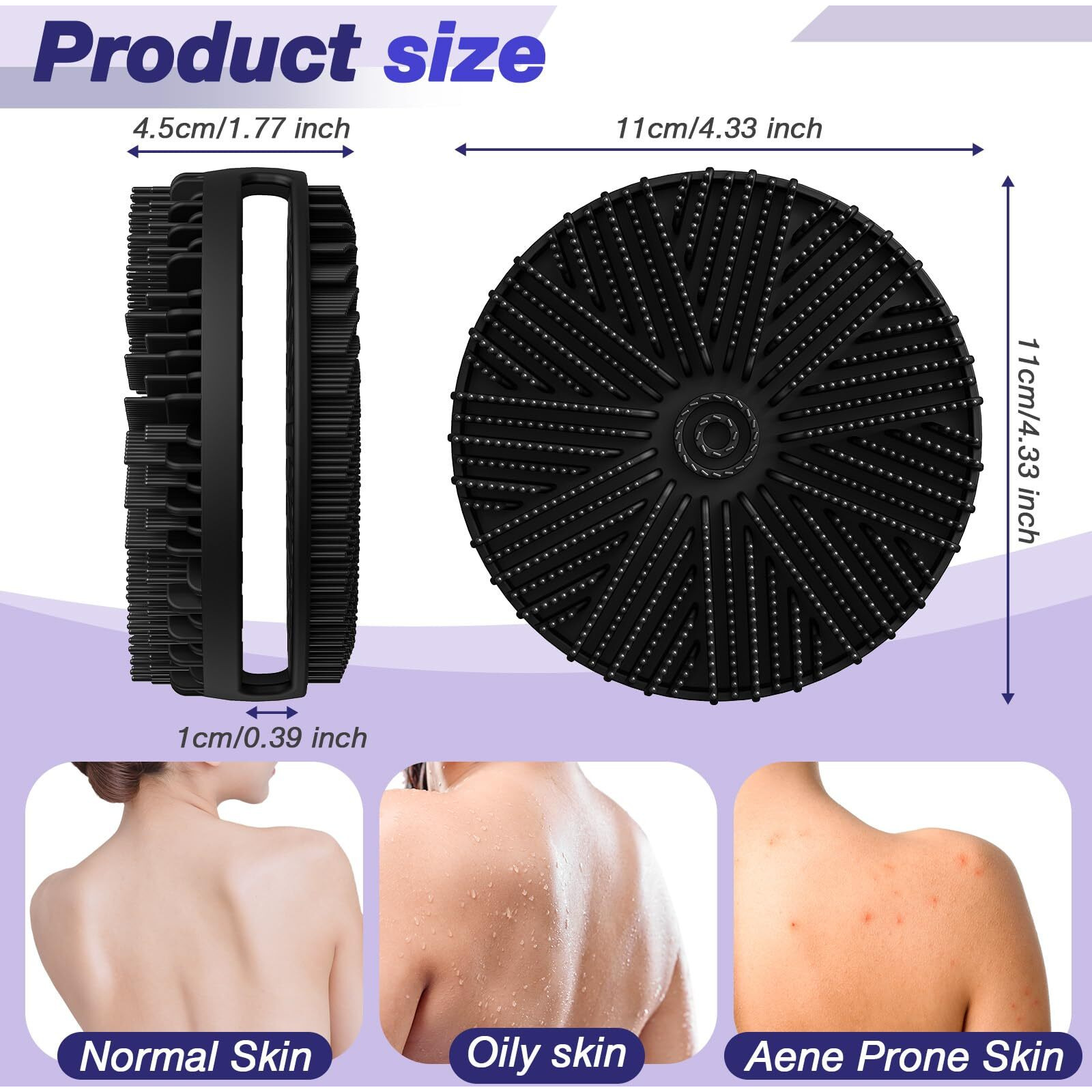 Manmihealth Dual-Sided Silicone Body Scrubber For Shower 2 Pcs, 2-In-1 Silicone Shower Scrubber Brush For Men And Women, Soft Silicone Loofah Body Buffer, Lather Well, Gentle Exfoliating (Black+Gray)