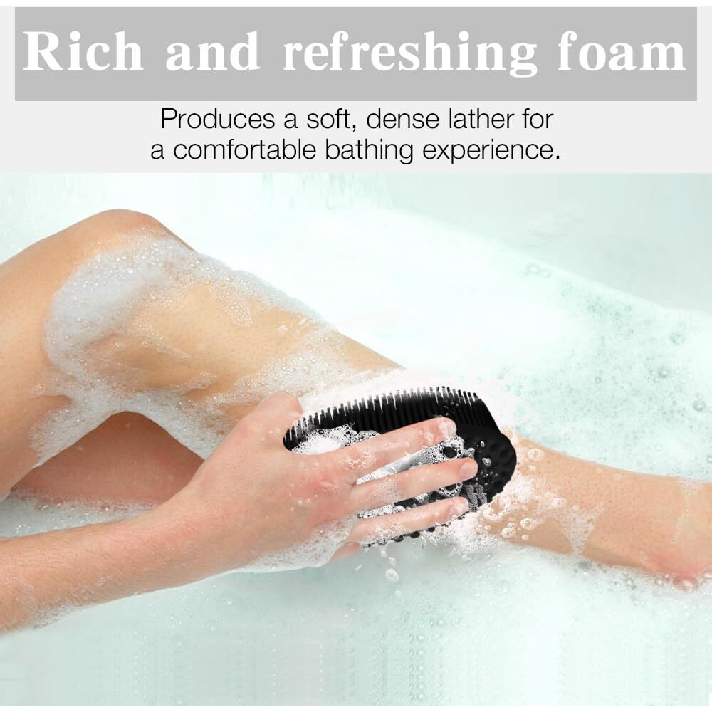 2 Pack Silicone Body Scrubber With Loofah Exfoliating Soft Body Shower Scrubber For Body, 2 In 1 Bath And Shampoo Wash Brush For Skin Exfoliation Men Women (Green&Black)
