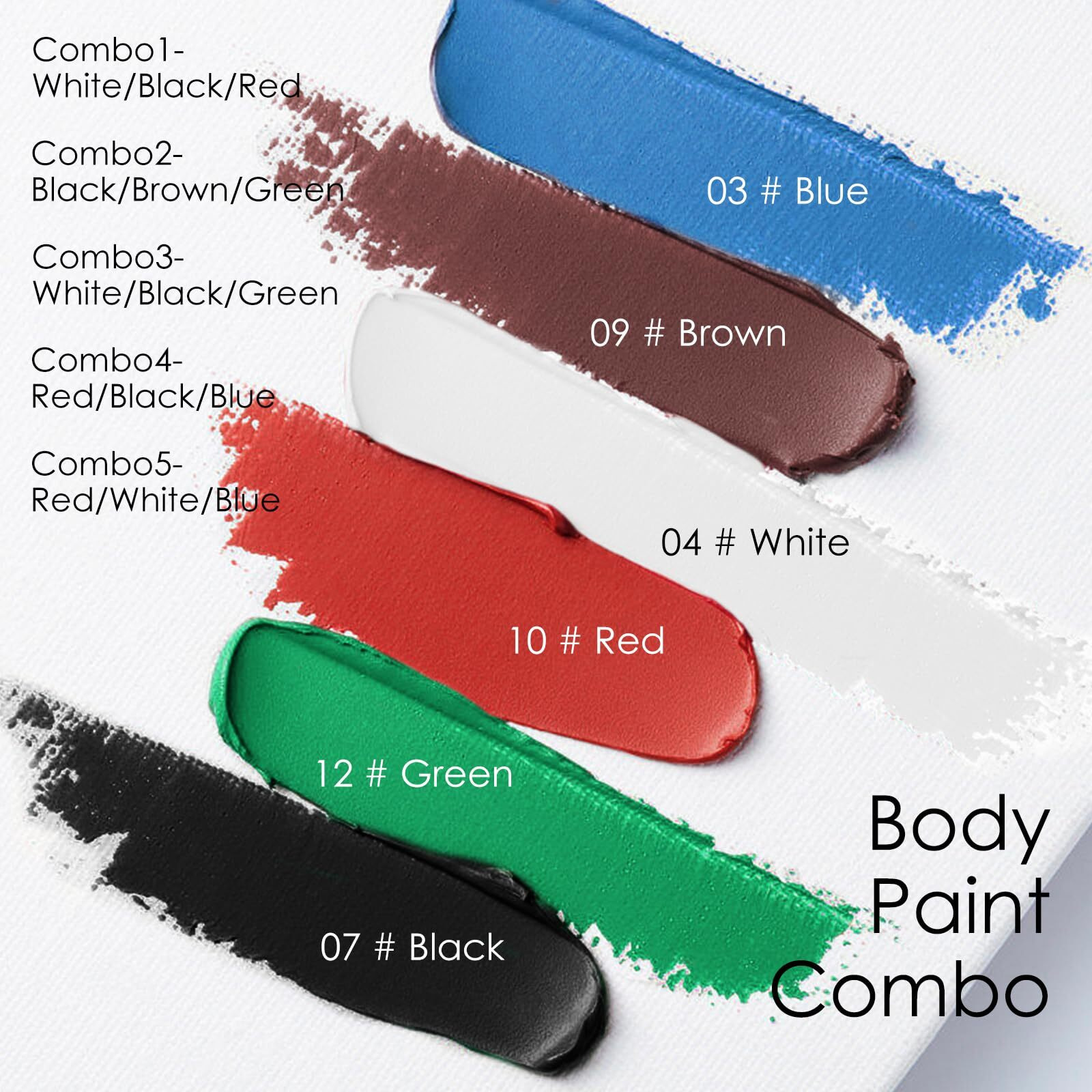 Freeorr 3 Colors White Black Red Face Body Paint Stick, Eye Black Baseball Sticks Face Paint For Baseball/Football/Halloween Accessories Vampire/Witch/Clown Makeup Cream Face& Body Paint Easy To Blend