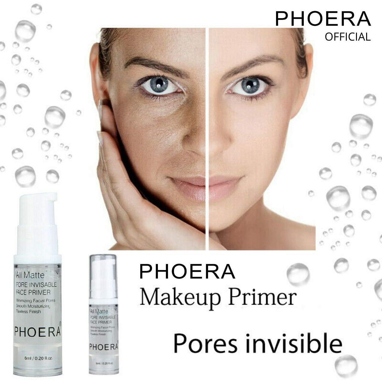 Phoera Face Primer Invisible Pores Base Oil Control Added Vitamins Makeup Base Pore Filler Moisturiser Matte Finish Long Lasting Makeup Skin Pore Minimizer Uk Cosmetics Aquapurity 6Ml