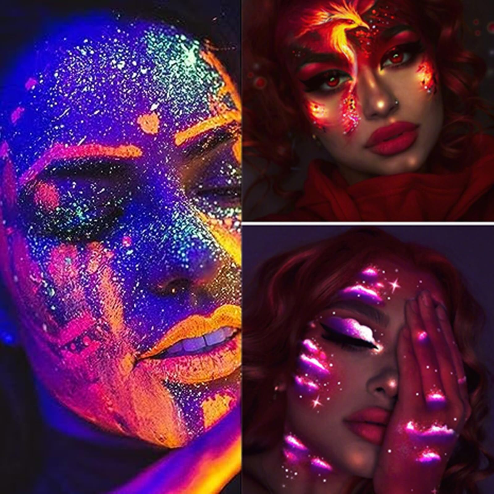 Go Ho Neon Gold Body Paint Washable(2.37Oz,70Ml),Under Uv Blacklight Neon Face Paint,Water Based Neon Fluorescent Golden Face Paint For Adults Children Sfx Cosplay Costumes Halloween Makeup