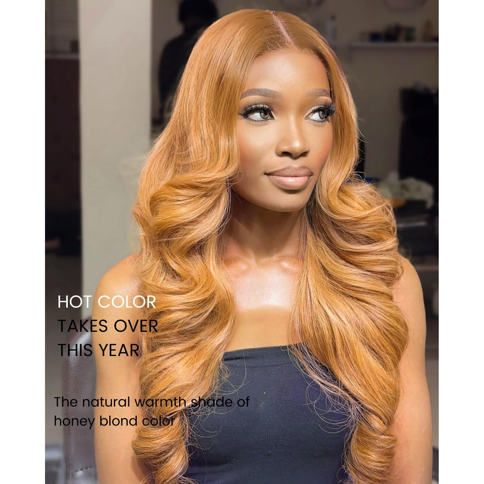 Alher Long Deep Part 2X6 Lace Closure Honey Blonde Color 27 Body Wave, Sun-Kissed Vibe Golden Blonde 2X6 Kim K Hd Lace Closure Pre Plucked With Baby Hair, 12A 100% Virgin Remy Human Hair Closure 14 In