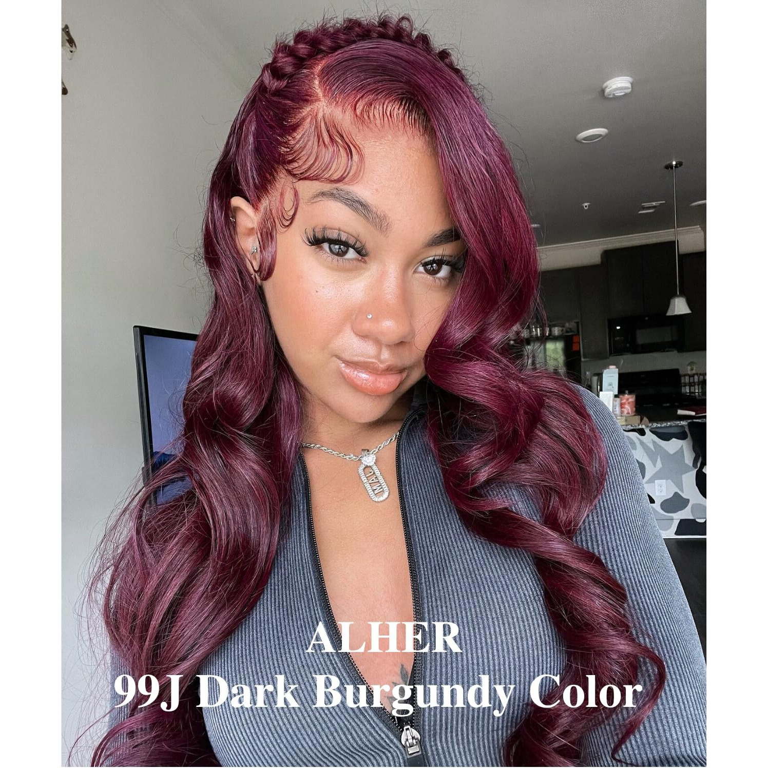 Alher 99J Dark Burgundy Bundles Body Wave, 12A Burgundy Purplish Wine Red Colored 3 Pack For Black Women, 100% Unprocessed Virgin Remy Hair Soft Thick Bundles 16 18 20 Inch
