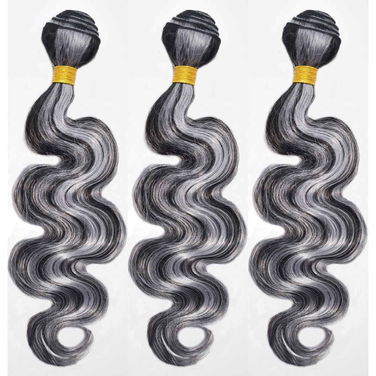 Peenoll 22 24 26 Inch Body Wave Human Hair Bundles Highlight P4/Grey Weave Bundles Human Hair 12A Unprocessed Brazilian Virgin Quick Weave Hair Extension For Black Women