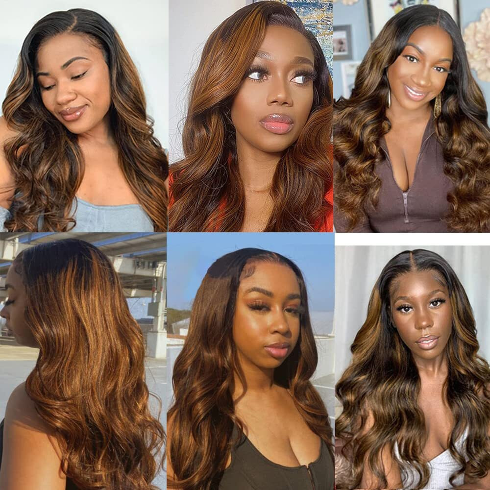 P4/30 Highlight Brown Bundles Human Hair Ombre Body Wave 3 Bundles 28 30 32 Inch Unprocessed Brazilian Virgin Remy Hair Double Weft Weave Human Hair Extensions