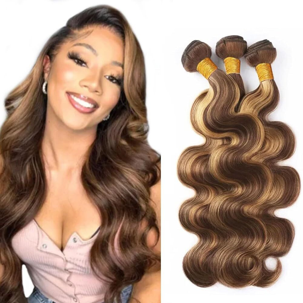 P427 Blonde Human Hair Bundles Body Wave Bundles 28 30 32 Inch Unprocessed Brazilian Virgin Remy Hair 3 Bundle Honey Blonde Body Wave Bundle Human Hair Extensions
