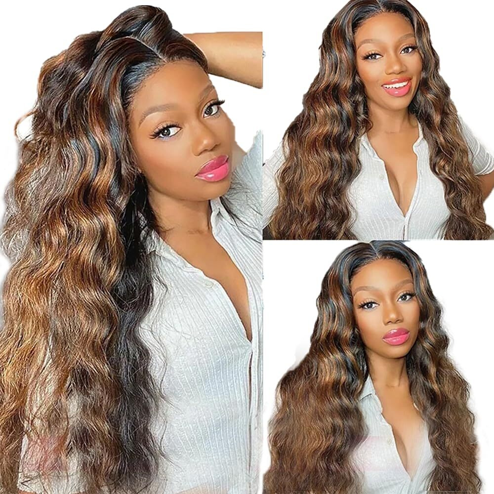 28 30 32 Vinmdonm P1B/30 Highlight Bundles Human Hair Ombre Brown Body Wave 3 Bundles Two Tone Black Mixed With Brown Bundle