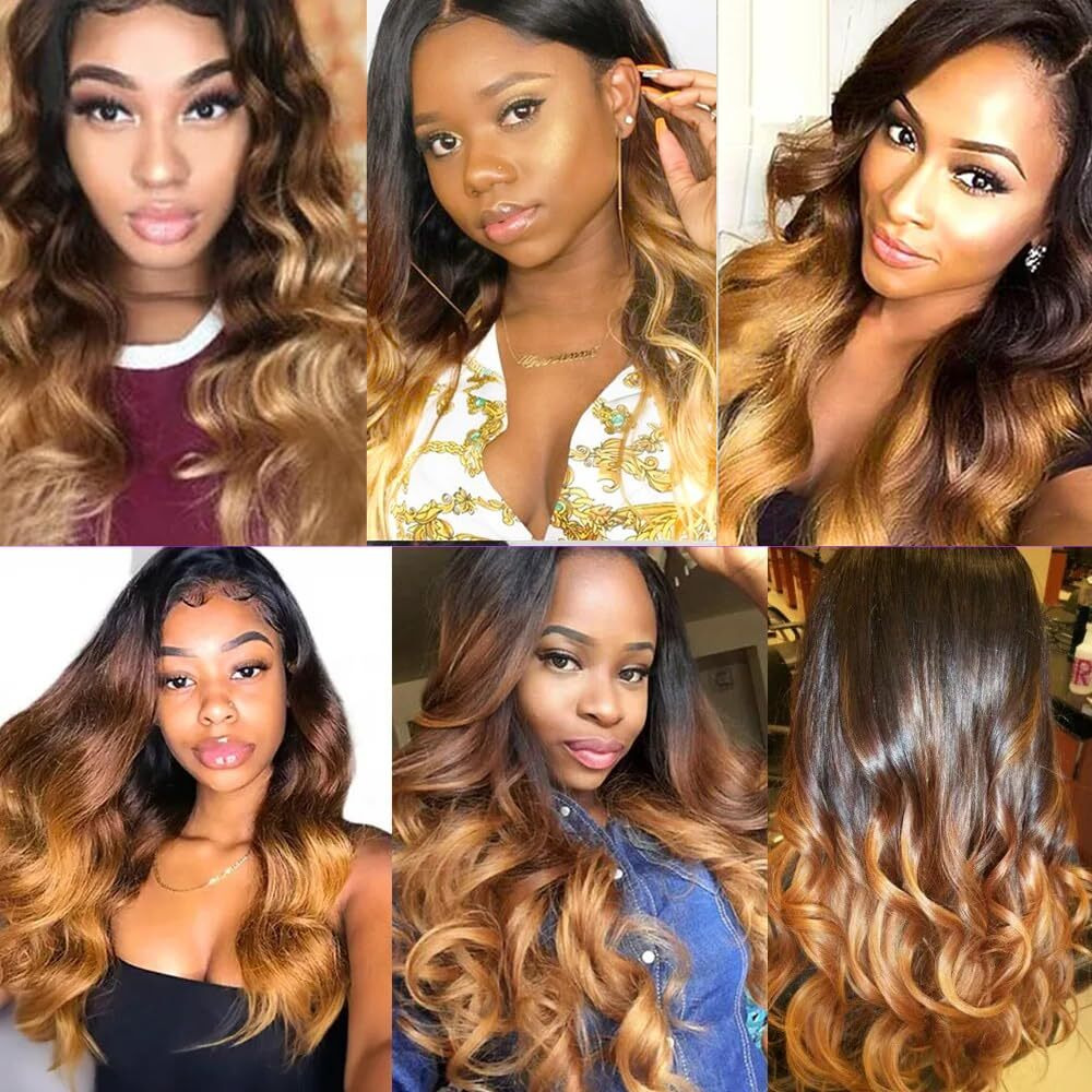 24 26 28 Inch Honey Blonde Bundles Human Hair Ombre Body Wave Bundles 1B427 Bundles Human Hair Weave 8A Brazilian Virgin Remy Hair 3 Bundles 3 Tone Black And Honey Blonde Bundles Ombre Brown Bundles