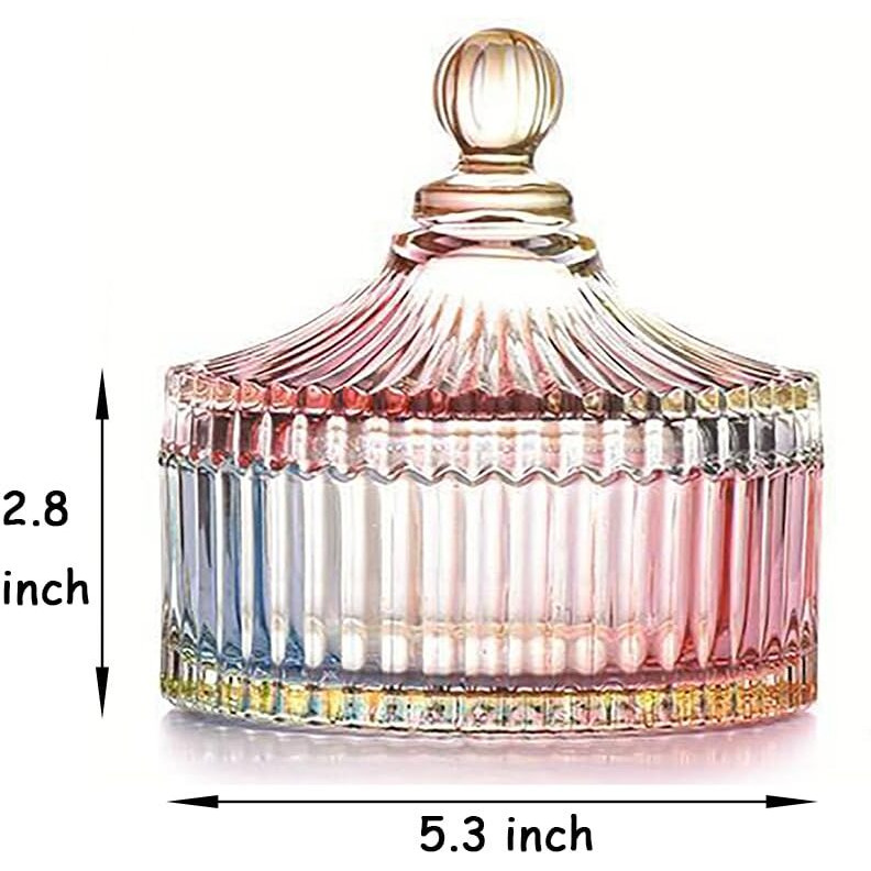 2 Pack Extra Large 5.2"" Beige & Purple Powder Puffs And 5.3"" Glass Container - Oversized Soft Body & Face Large Powder Puff Dusting Powder Jar Holder Case(Multi-Color Glass)