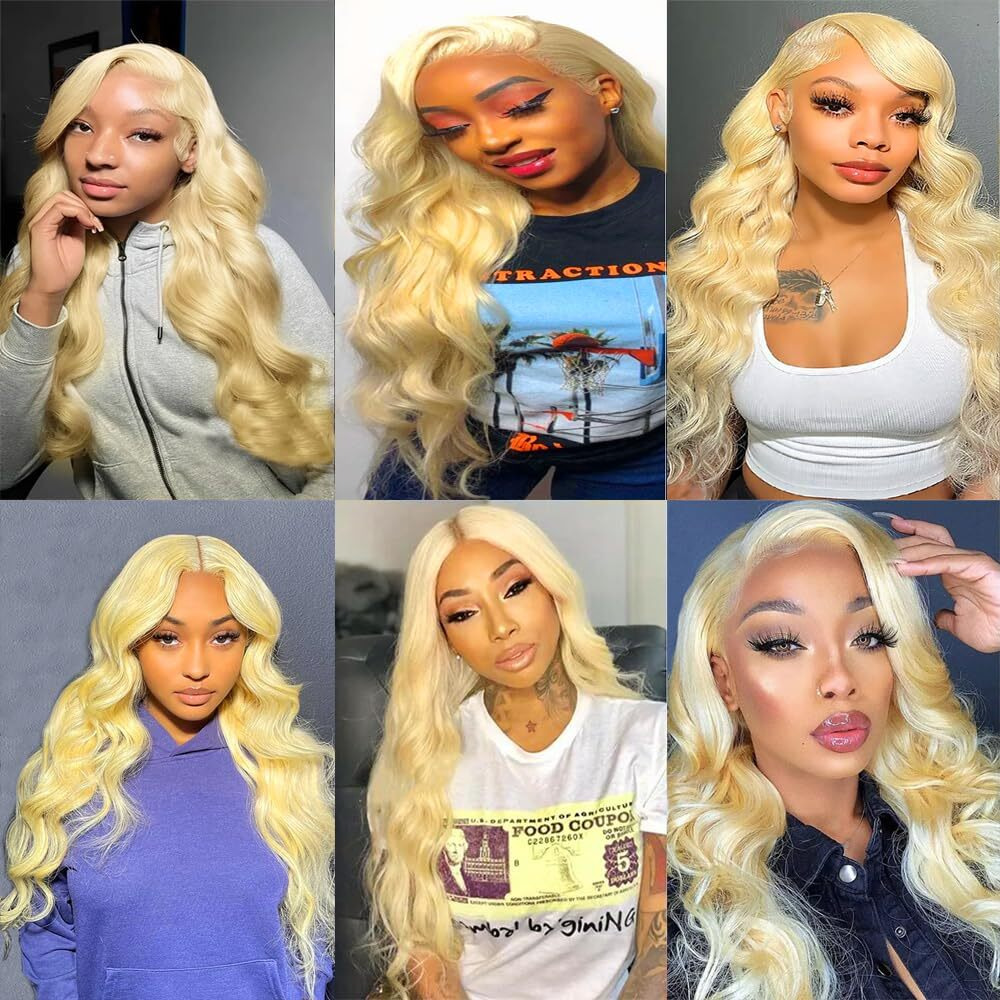 Niciitysi 22 24 26 Inch Color 613 Blonde Body Wave Bundles Human Hair Double Weft Brazilian Hair Extensions Soft And Silky For Women