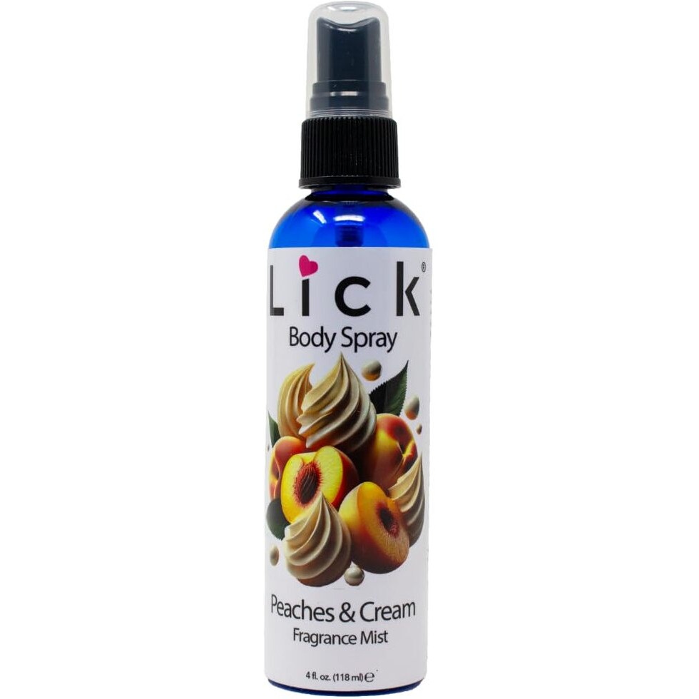 Lick Peaches & Cream Scented Body Spray - Sweet Fruity Fragrance Mist - 4 Fl Oz