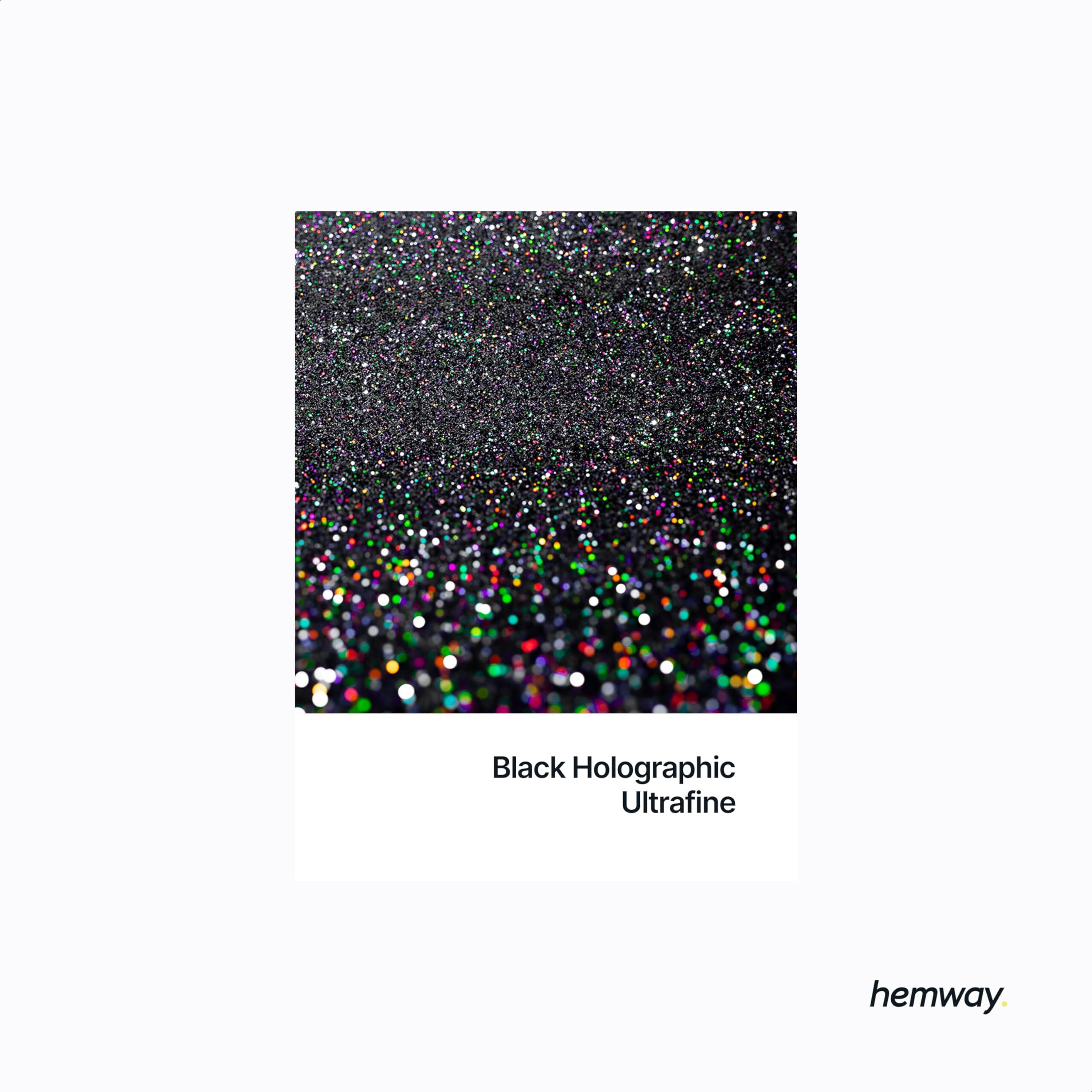 Hemway Eco Friendly Biodegradable Glitter 100G / 3.5Oz Bio Cosmetic Safe Sparkle Vegan For Face, Eyeshadow, Body, Hair, Nail And Festival Makeup - Ultrafine (1/128"" 0.008"" 0.2Mm) - Black Holographic